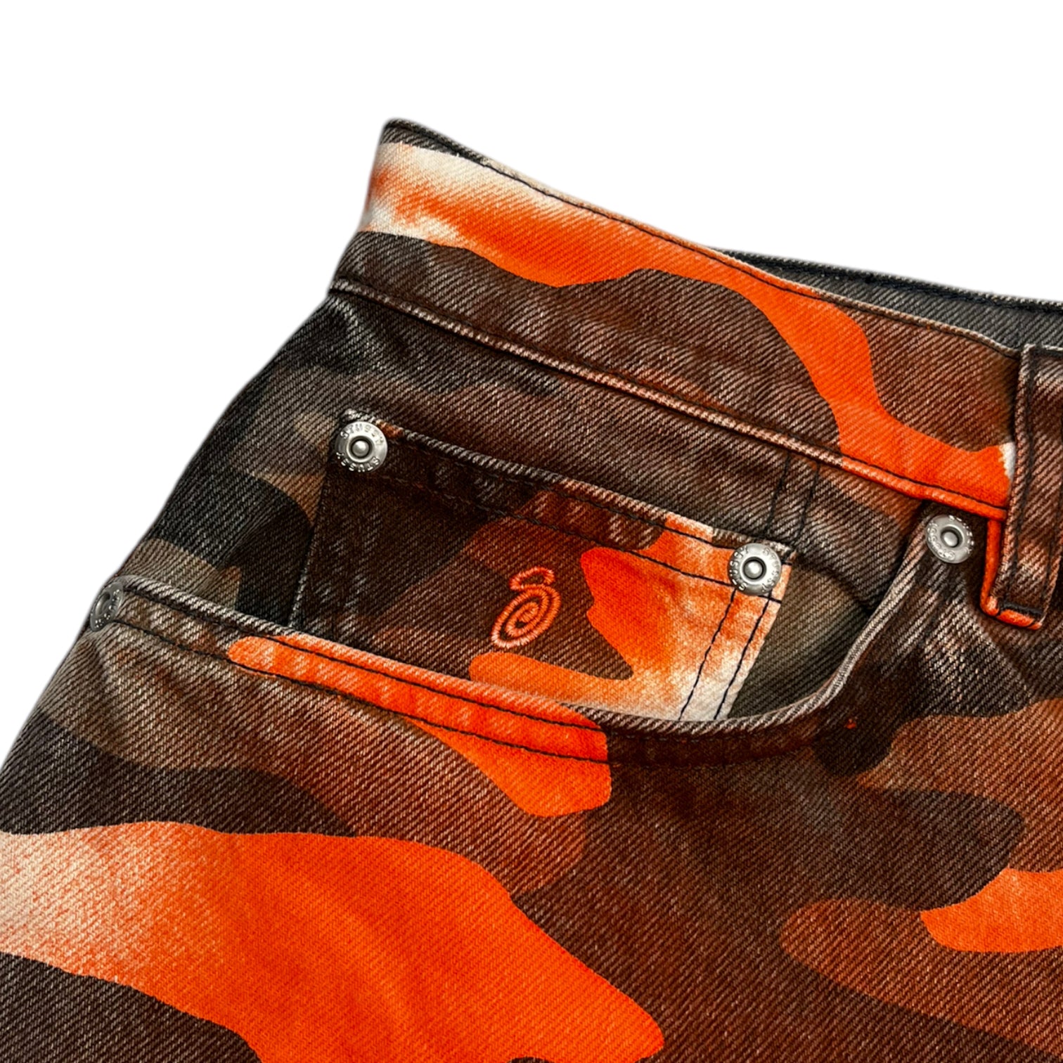 Stussy Spray Dye Big Ol' Jeans Orange Camo