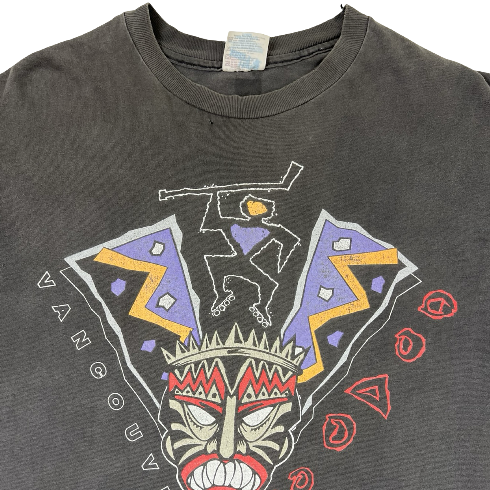 Vintage 90’s Vancouver VooDoo Roller Hockey Team T-Shirt Faded Black