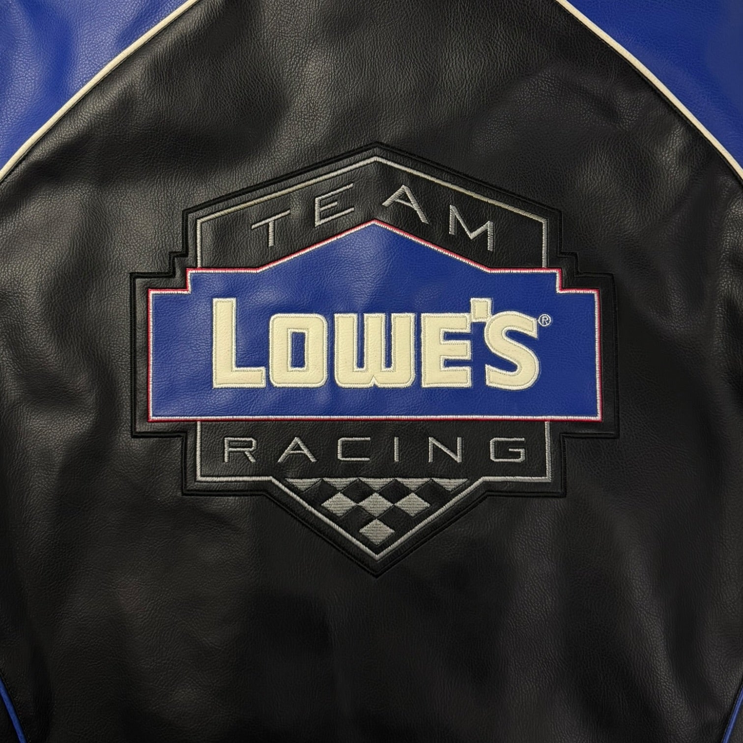Vintage Lowes Jimmie Johnson Leather Racing Jacket Black/Blue