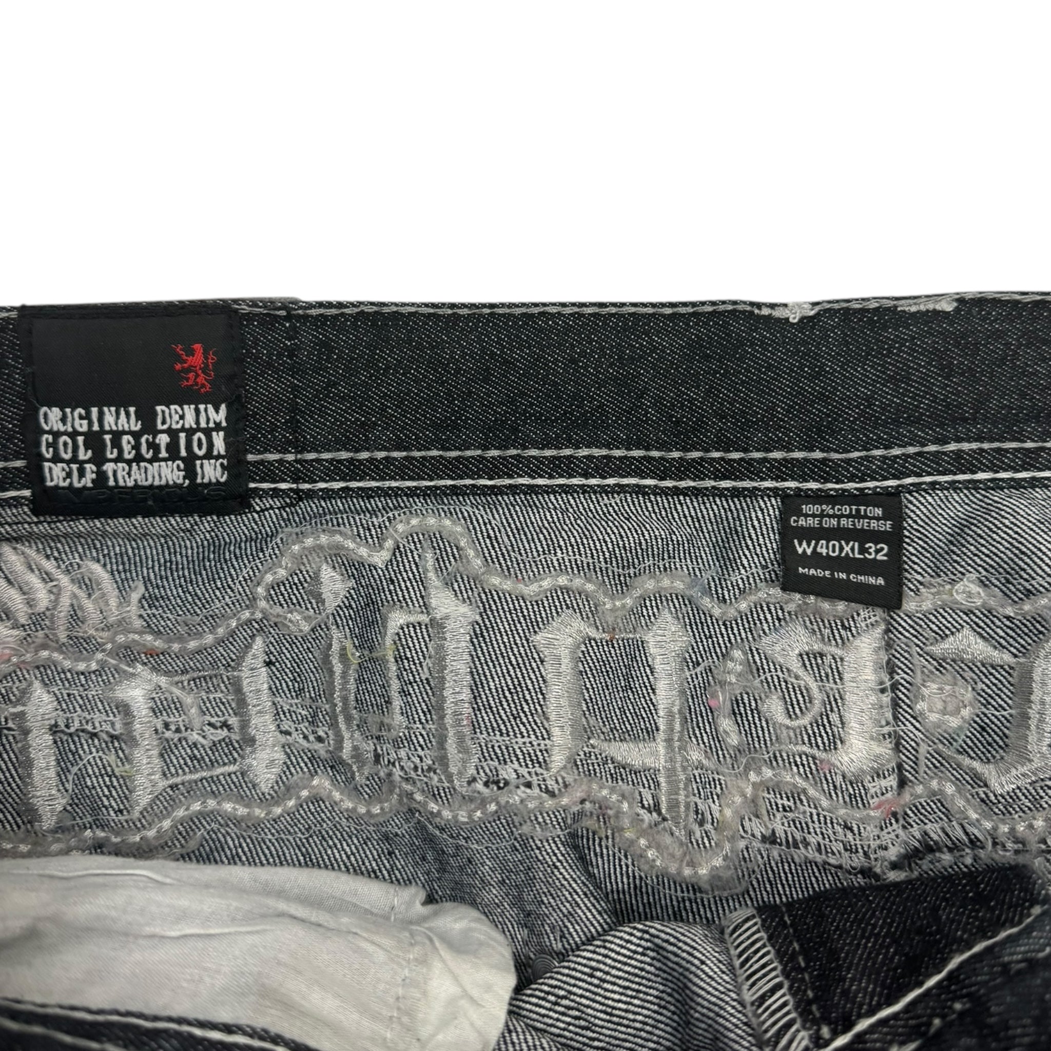 Y2K Imperious Embroidered Black Denim Bottoms