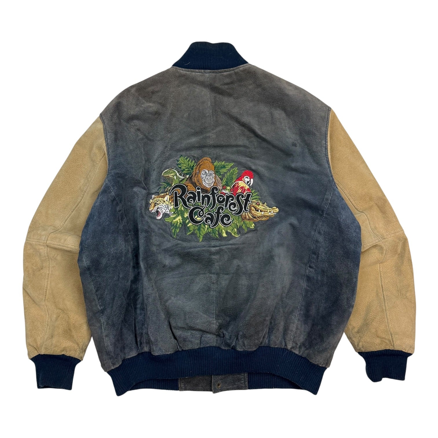 Vintage Rainforest Cafe Bomber Jacket Blue/Tan