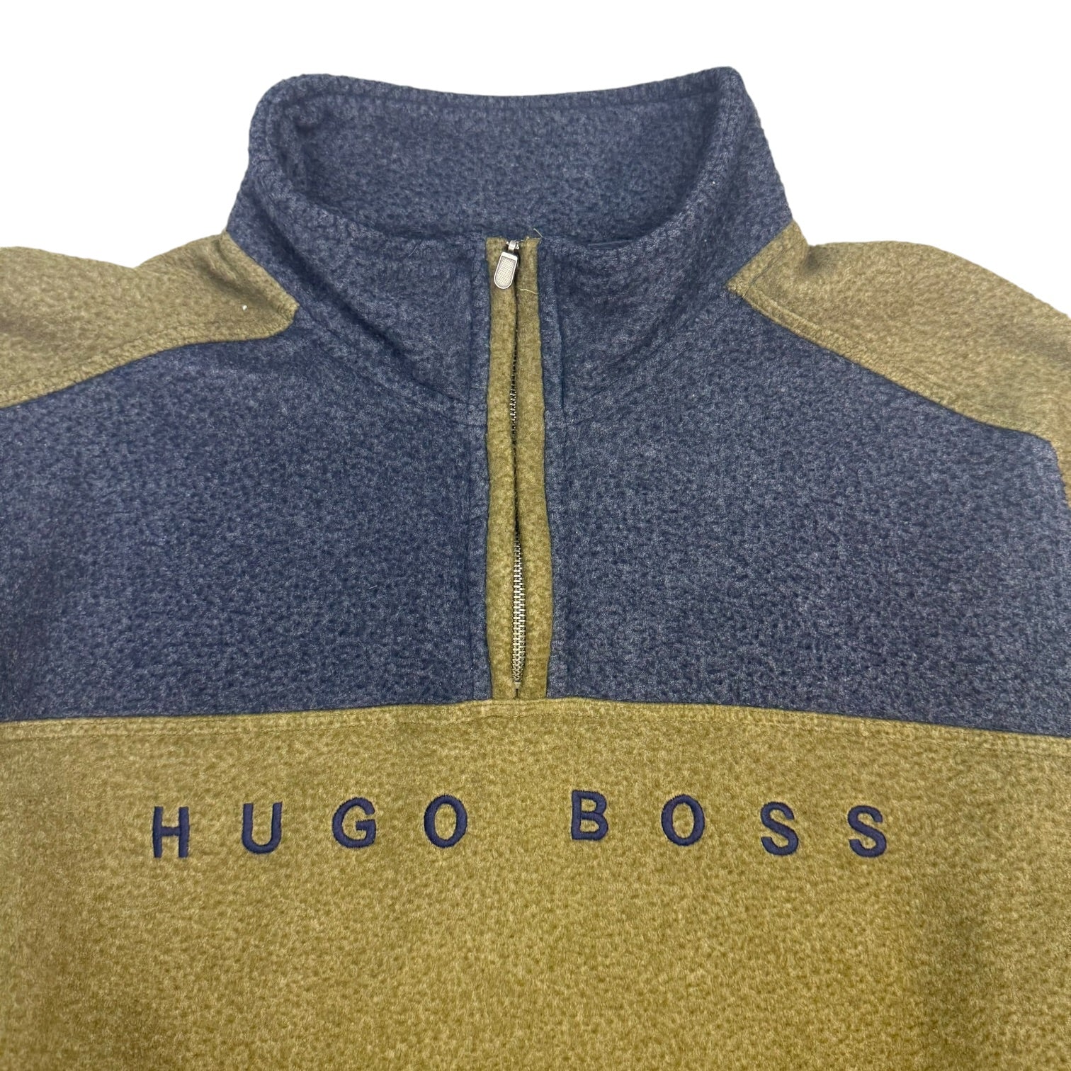 Vintage Hugo Boss Quarter Zip Sweater Green/Navy Blue