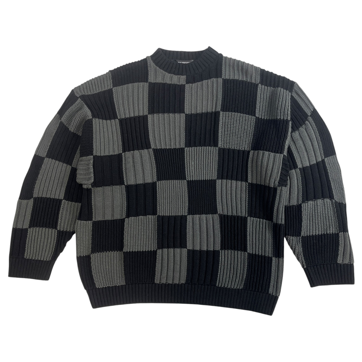 Balenciaga Checked Ribbed Cotton Sweater
