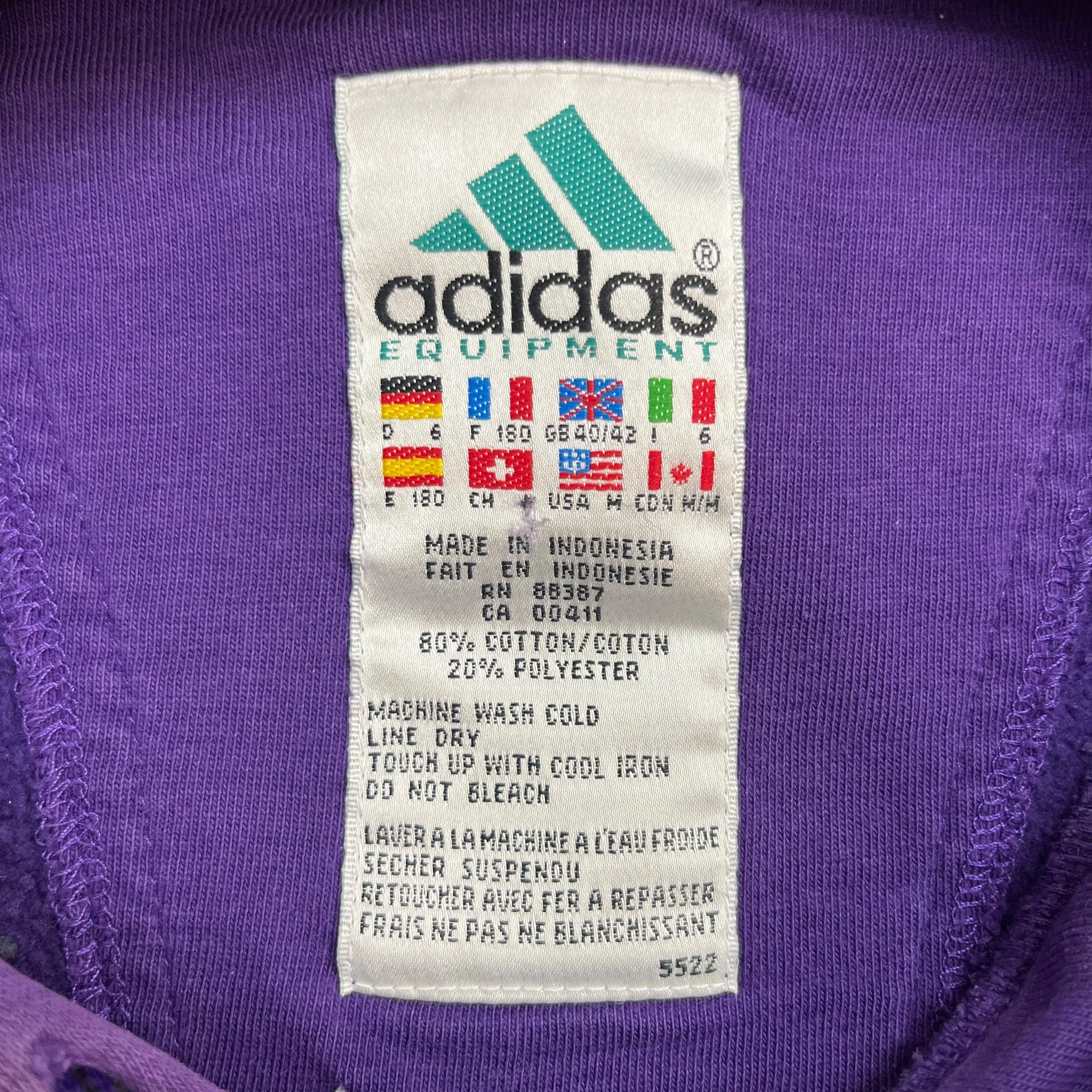Vintage Adidas Equipment Ripped Hoodie Purple