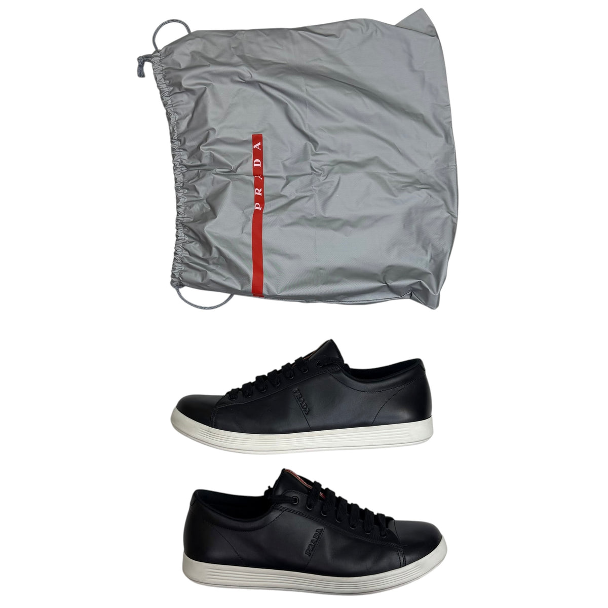 Prada Downtown Red Stripe Sneaker Black (Used)