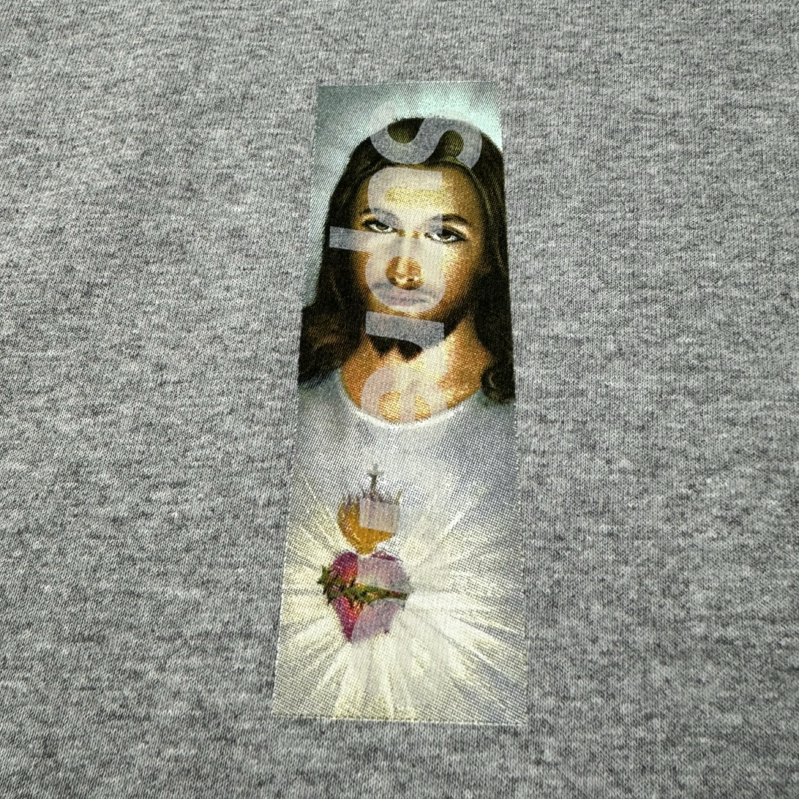 Supreme Prayer Card Box Logo Tee Heather Grey