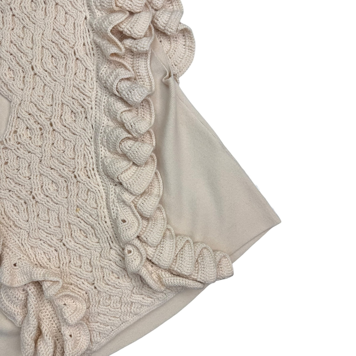 (W) 3.1 Phillip Lim Wool Crochet Ruffle Sleeveless Knit Sweater Vest Cream