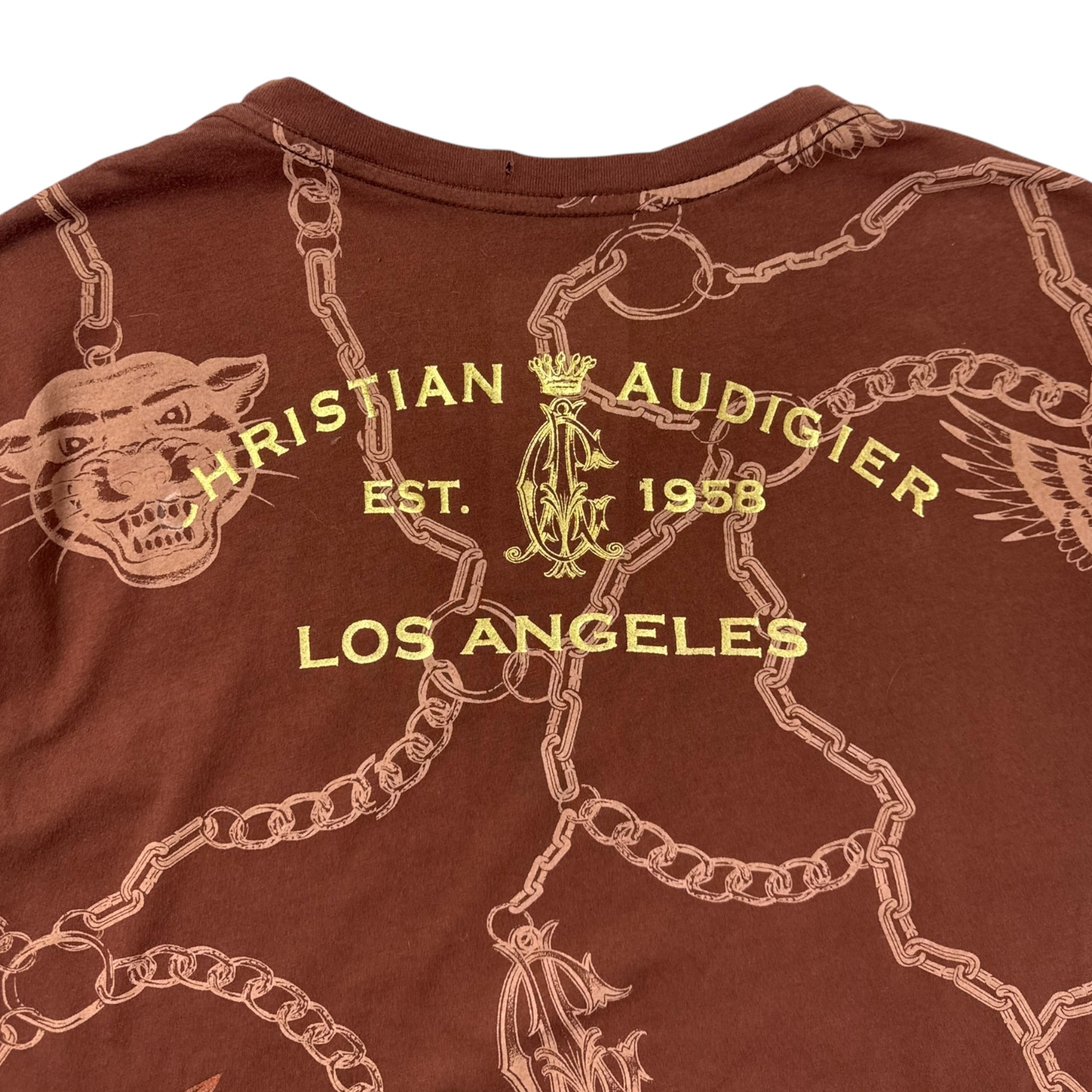 Y2K Christian Audigier T-Shirt Brown