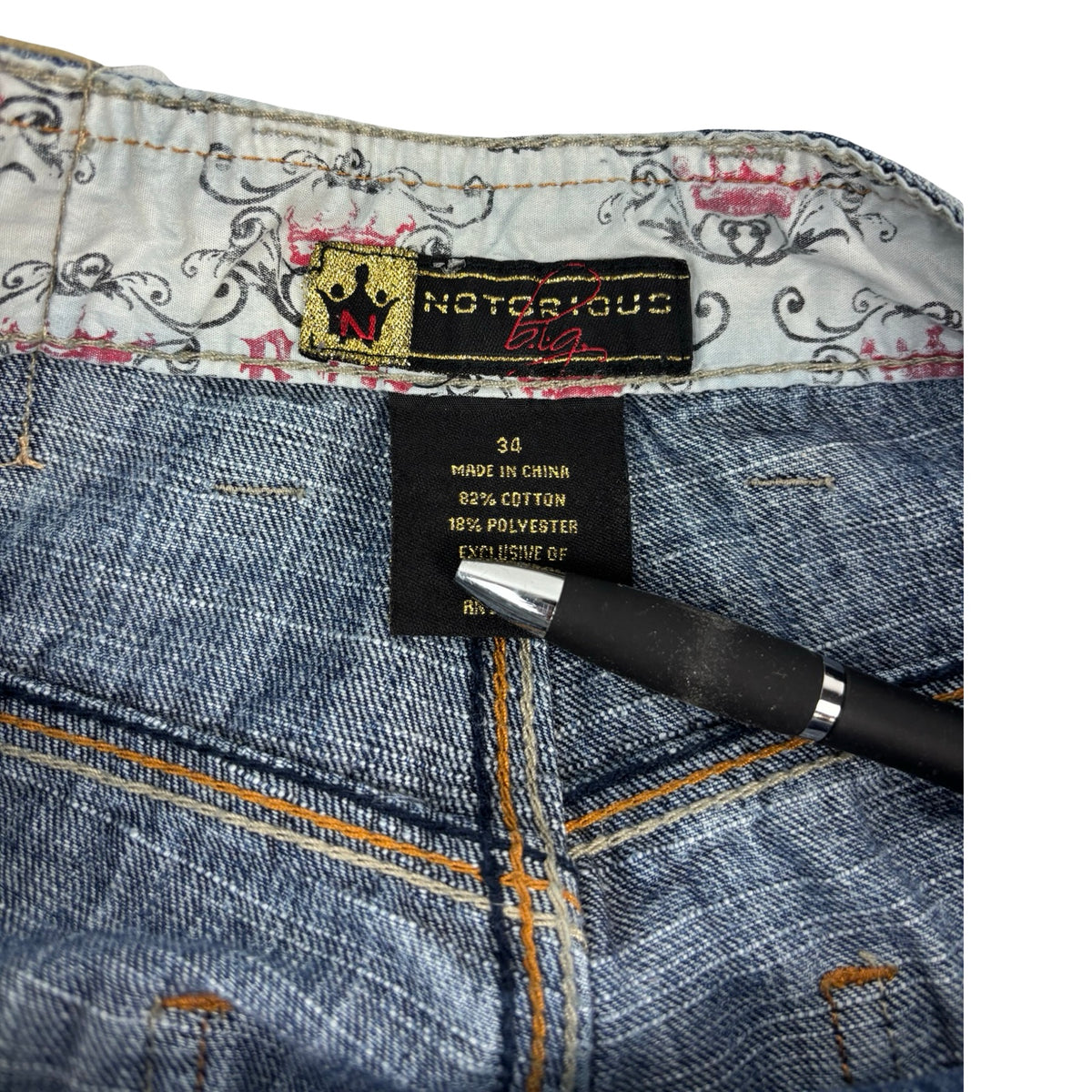 Vintage Y2K Notorious B.I.G. Embroidered Jean Navy Wash