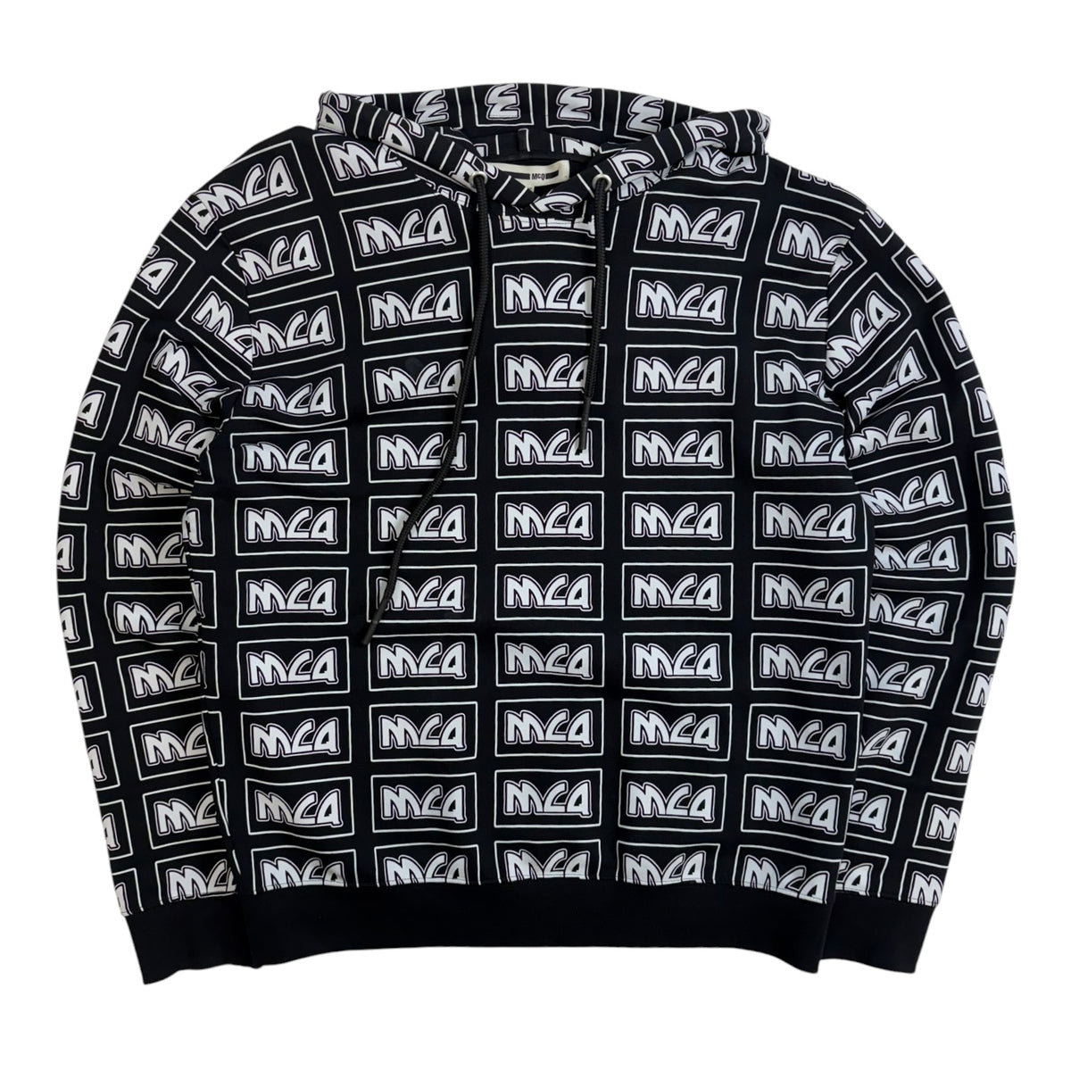 McQ Swallow Printed Hooded Sweatshirt Black/White