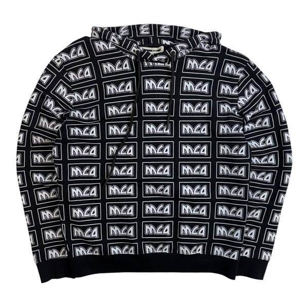 McQ Swallow Printed Hooded Sweatshirt Black/White
