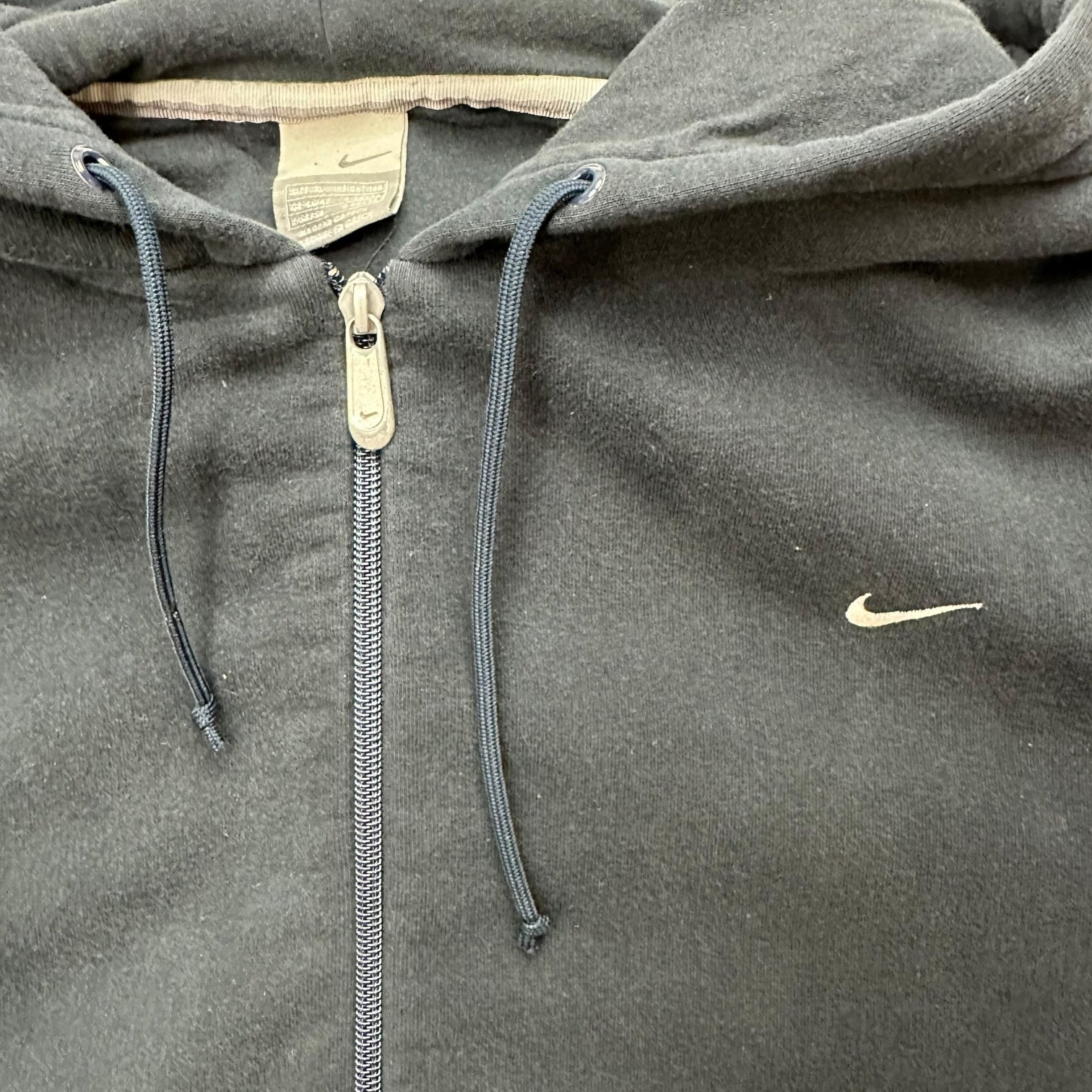 Vintage Nike Mini Swoosh Zip Up Hoodie Black