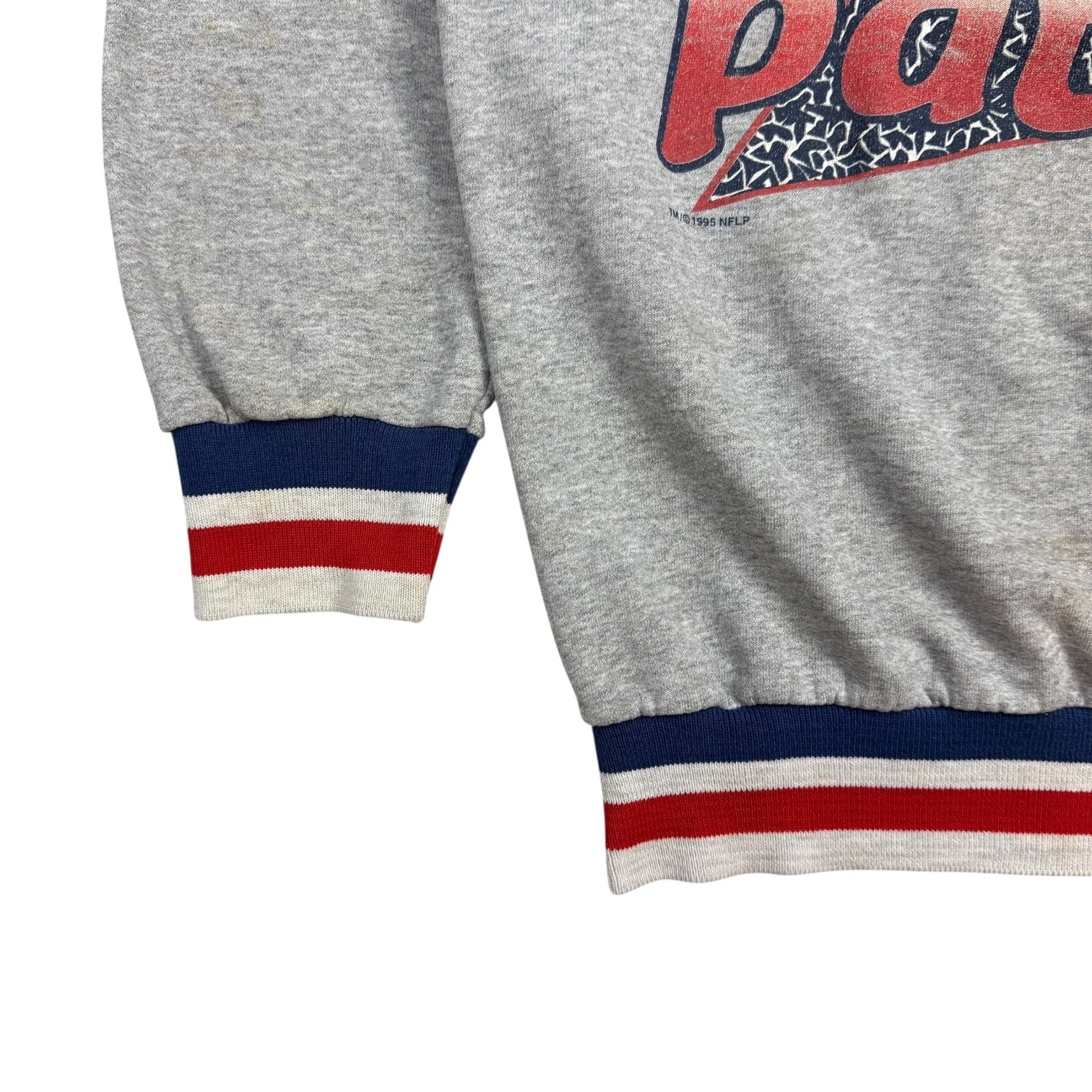 1995 New England Patriots Crewneck Grey/Blue/Red