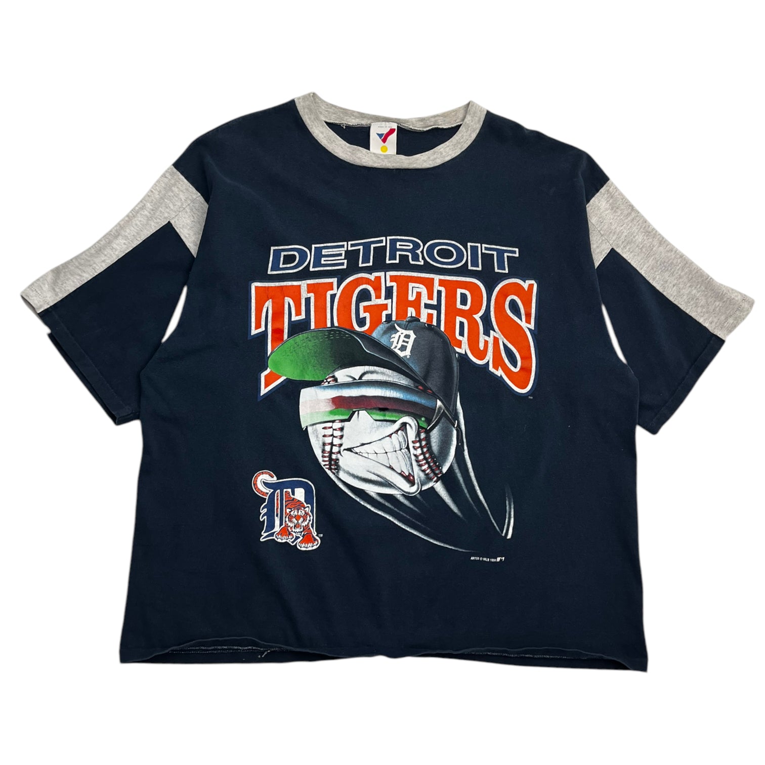 1994 Detroit Tigers Smilling Baseball Tee Navy/Grey