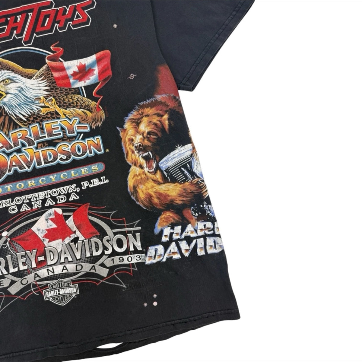 Vintage Harley Davidson Canadian Test Print Double Sided Tee Black
