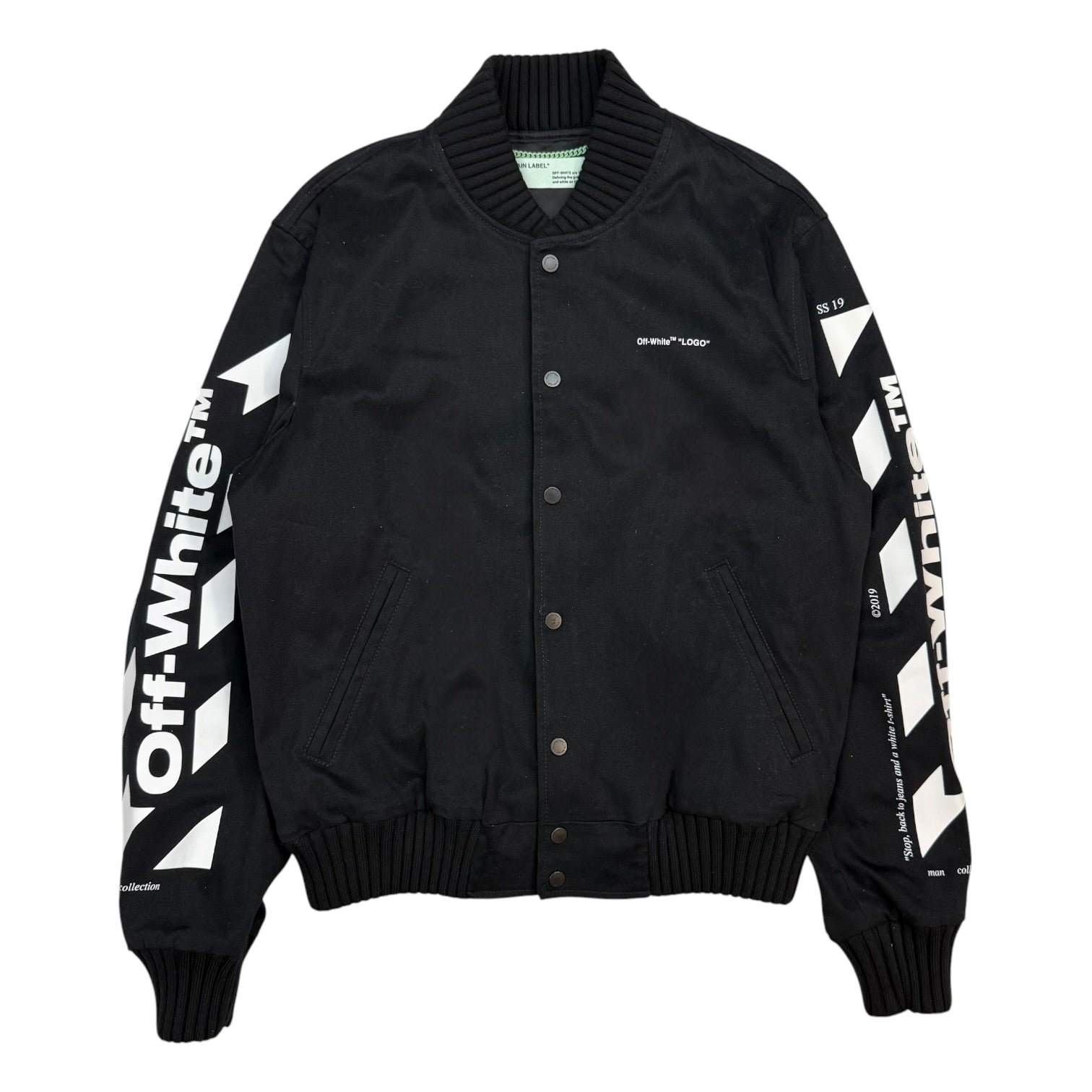 Off-White Black Diagonal Stripe Varsity Jacket