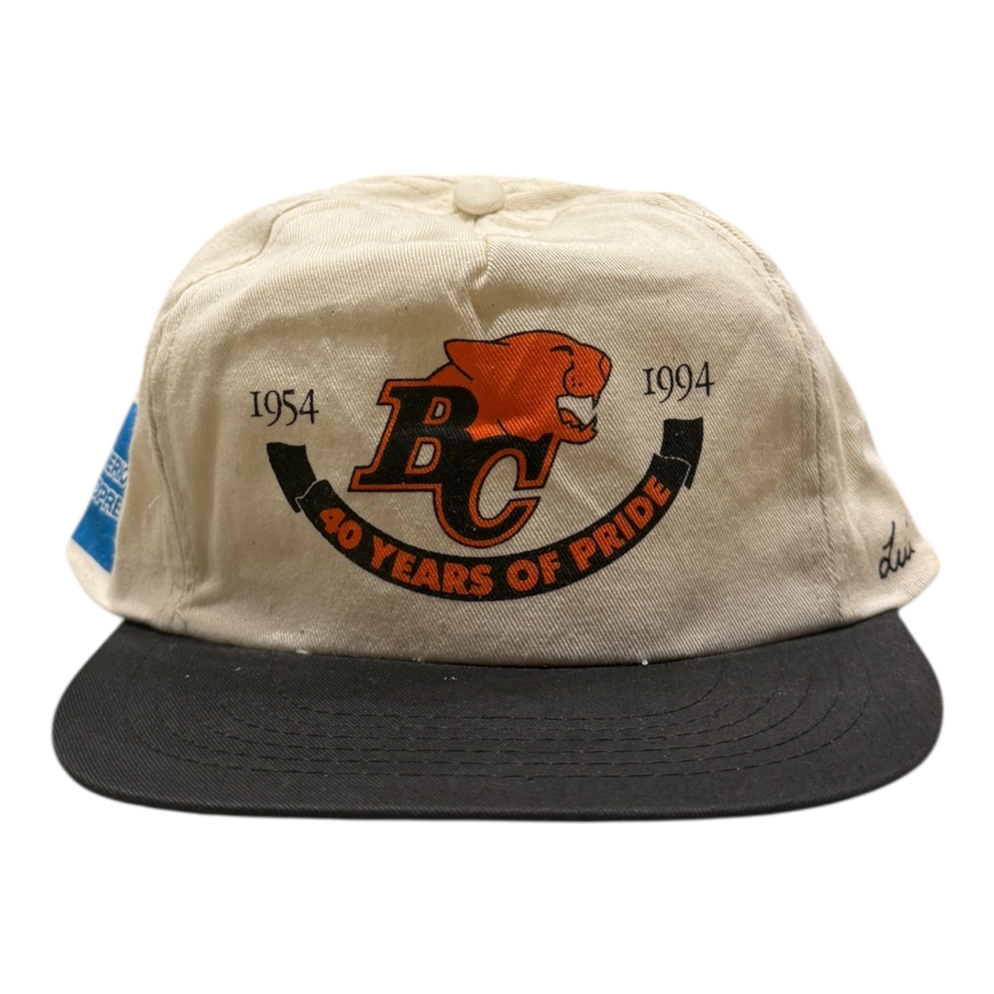 Vintage 1994 Signed Luis Passaglia BC Lions Snapback Hat White