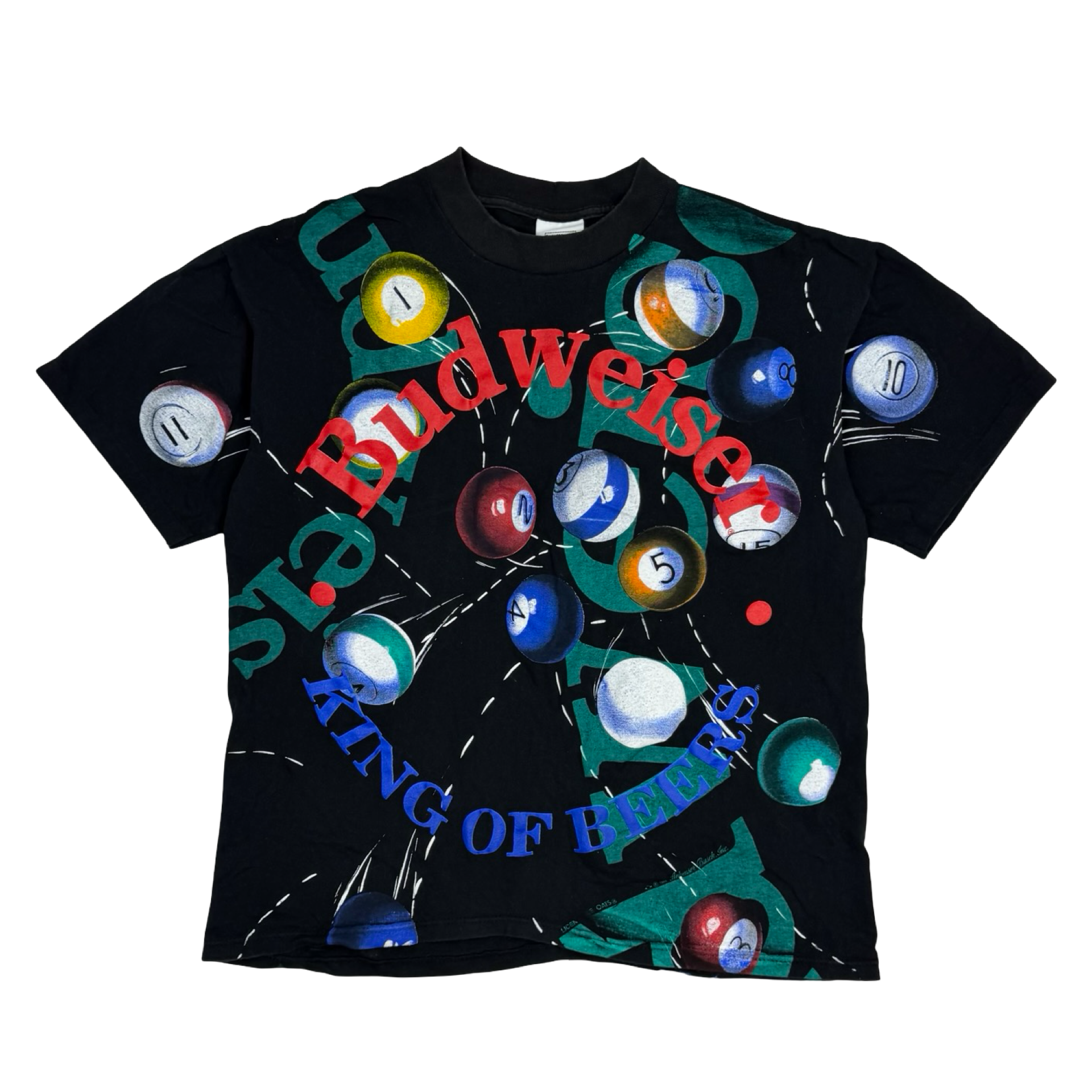 1992 Budweiser Pool All Over Print Tee Black