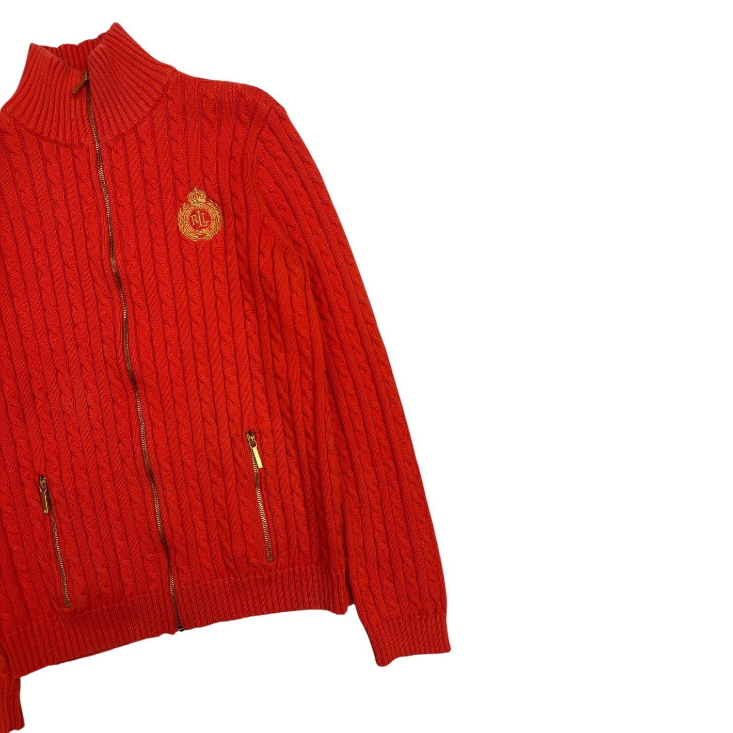 (W) Vintage Ralph Lauren Cable Knit Full Zip