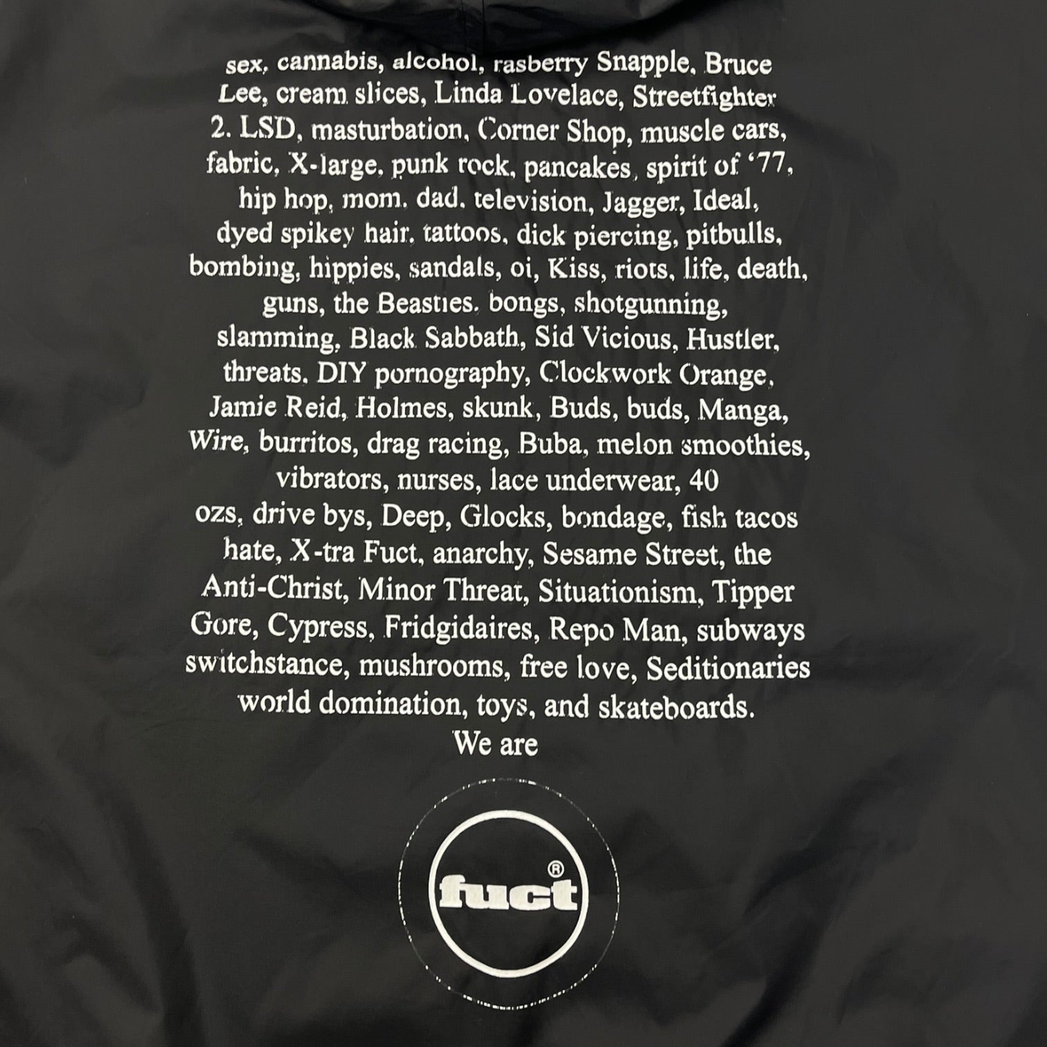 FUCT SSDD Full Zip Anorak Jacket Black