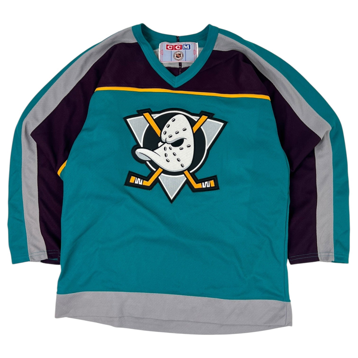 Vintage CCM 1990’s Anaheim Mighty Ducks NHL Hockey Jersey Teal