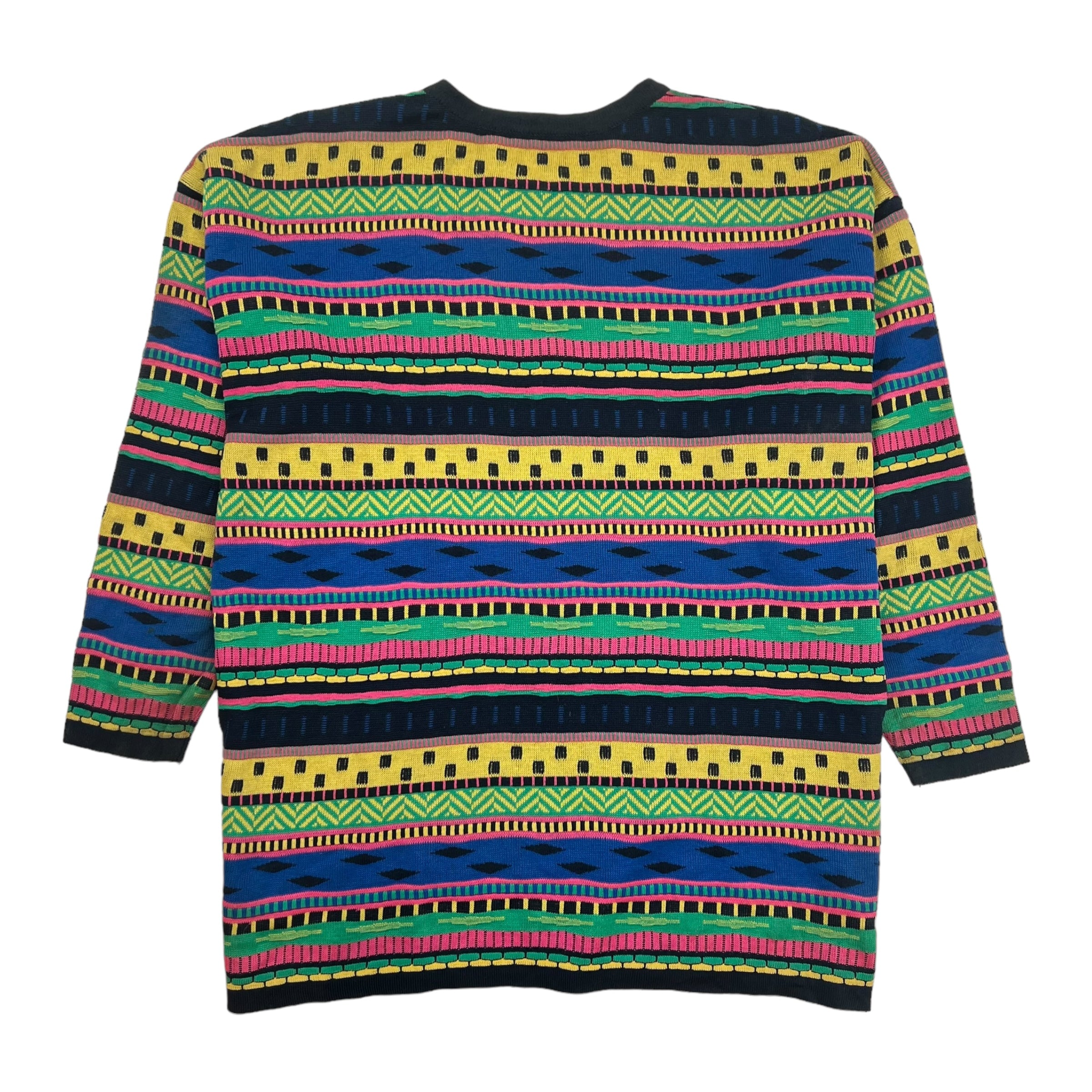 Vintage Patterned 3/4 Sleeve Knit Sweater