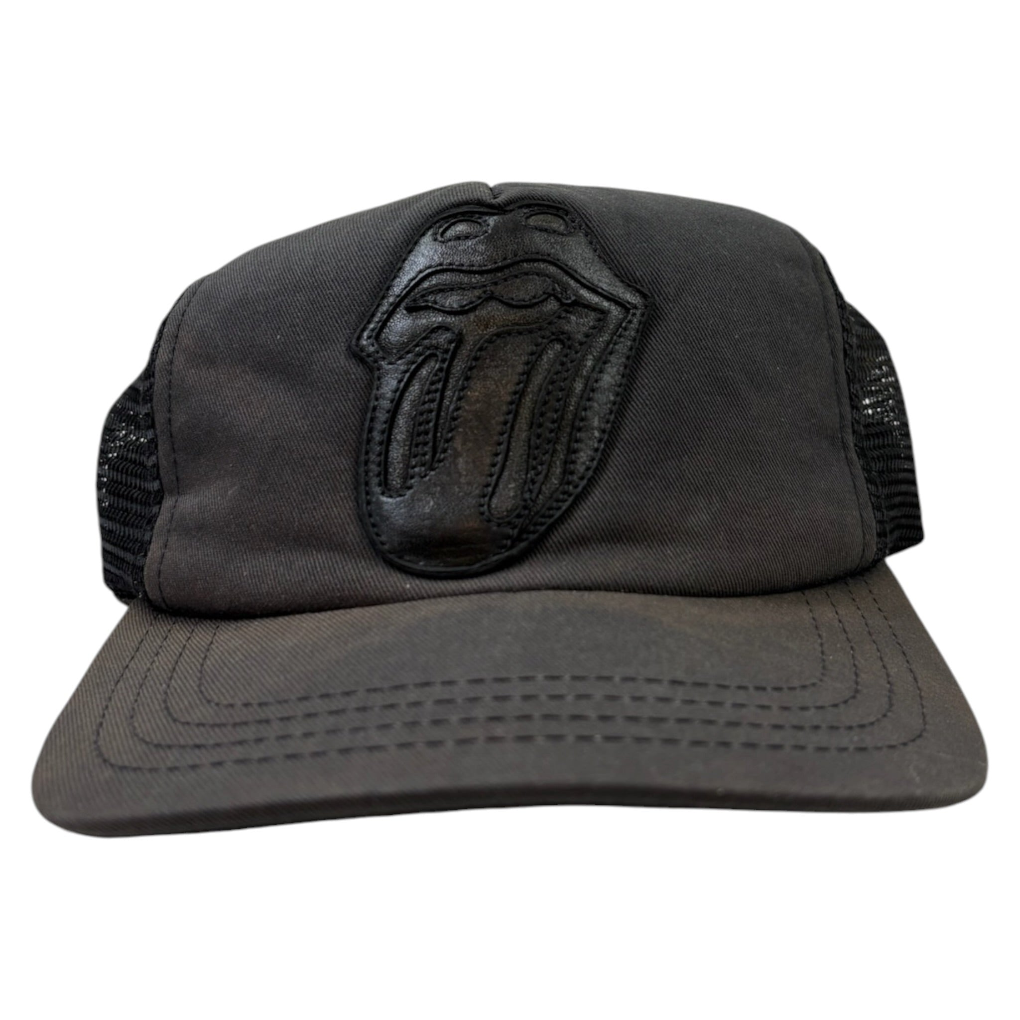 Vintage Chrome Hearts x Rolling Stones Leather Trucker Hat Black