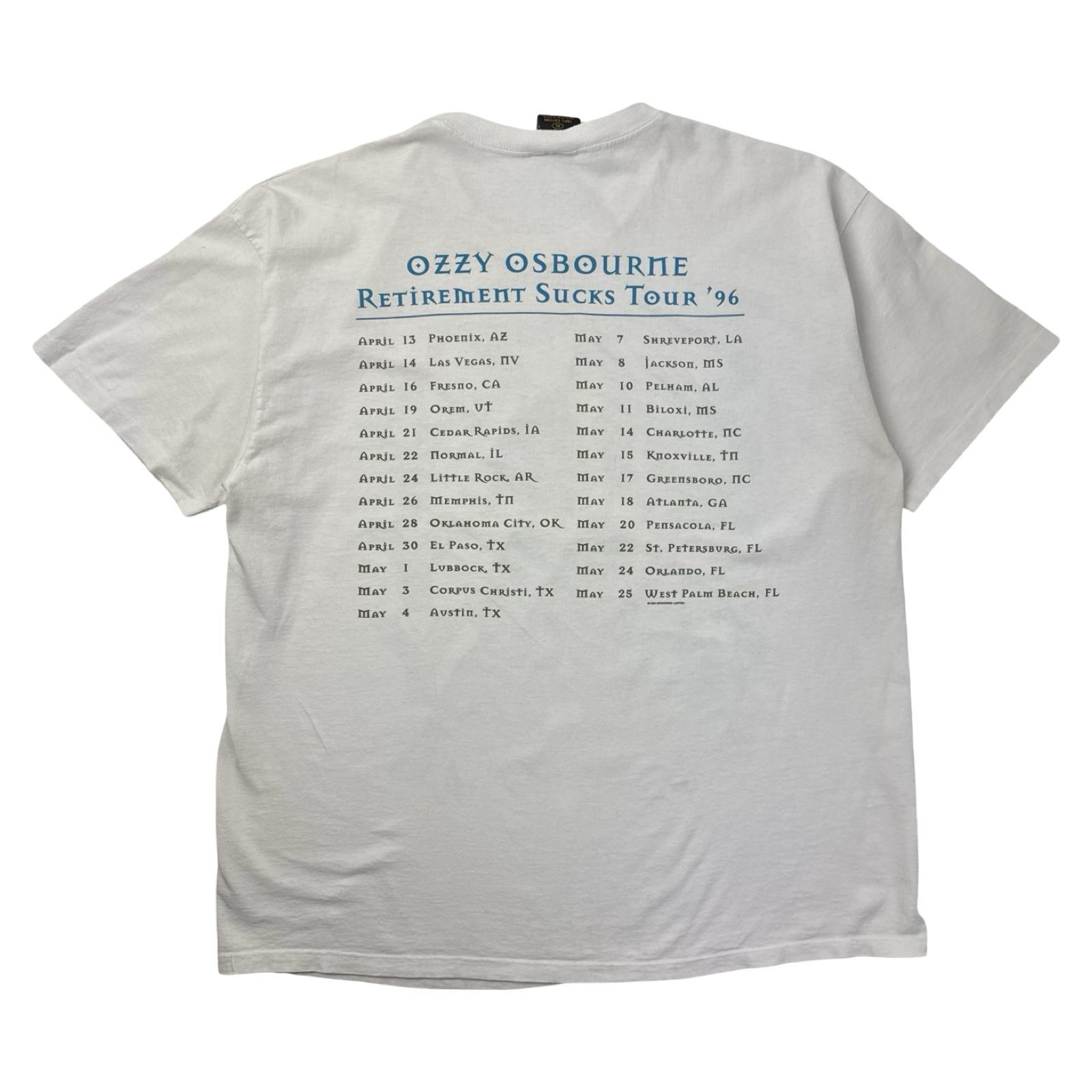 1996 Ozzy Osbourne Retirement Sucks Tour T-Shirt
