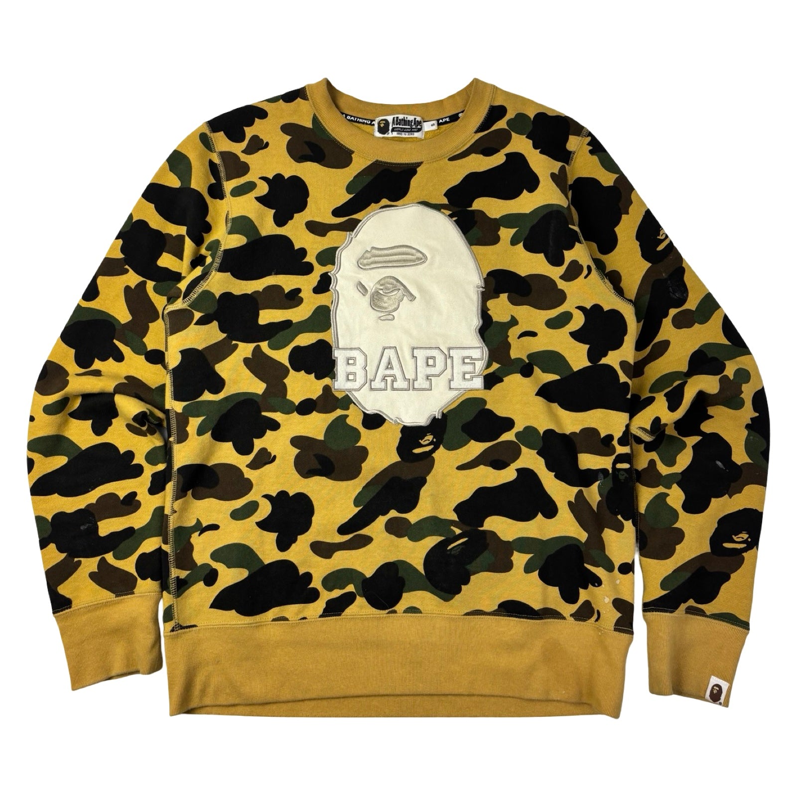 A Bathing Ape 1st Camo Ape Head Crewneck Yellow