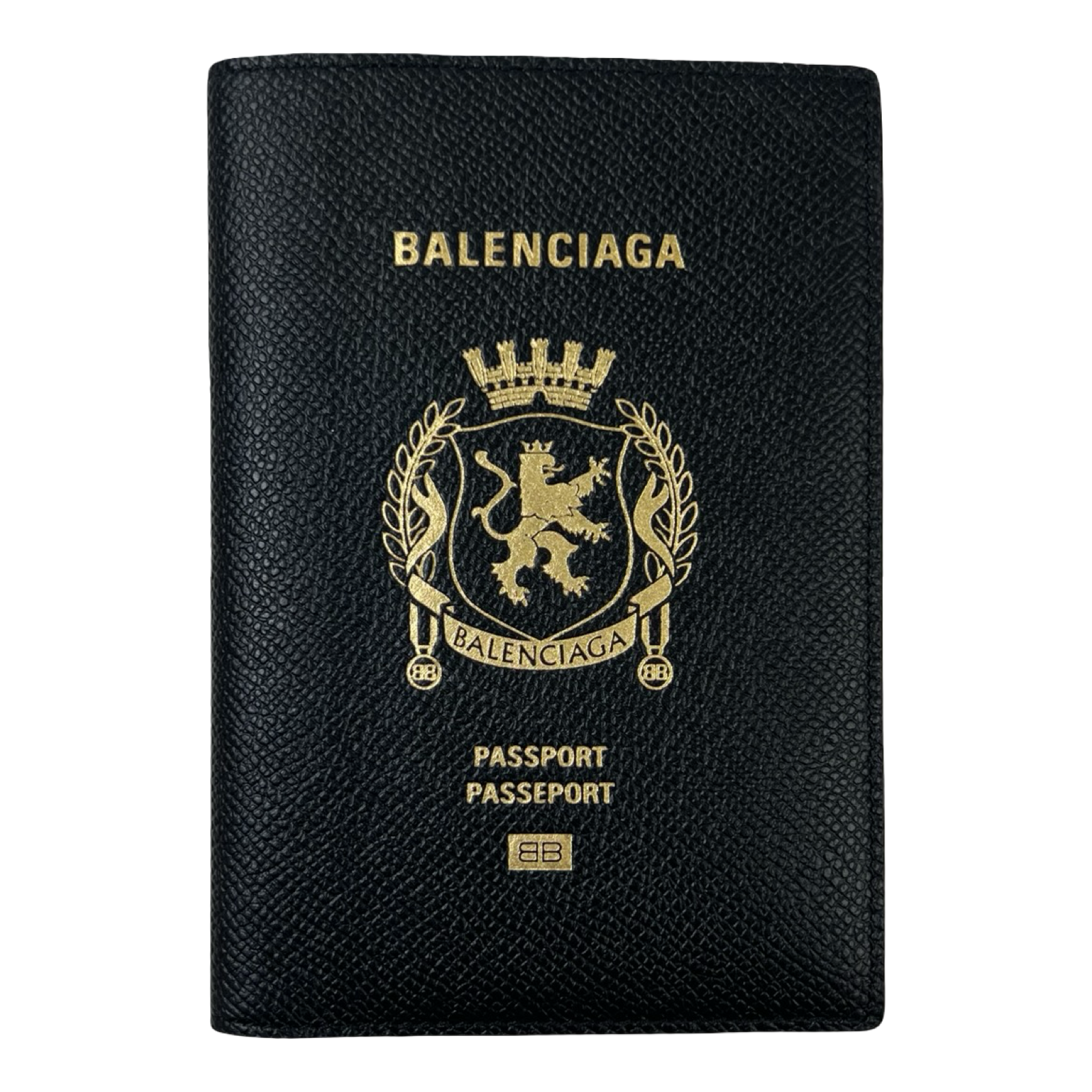 Balenciaga Grained Calfskin Passport Holder Black
