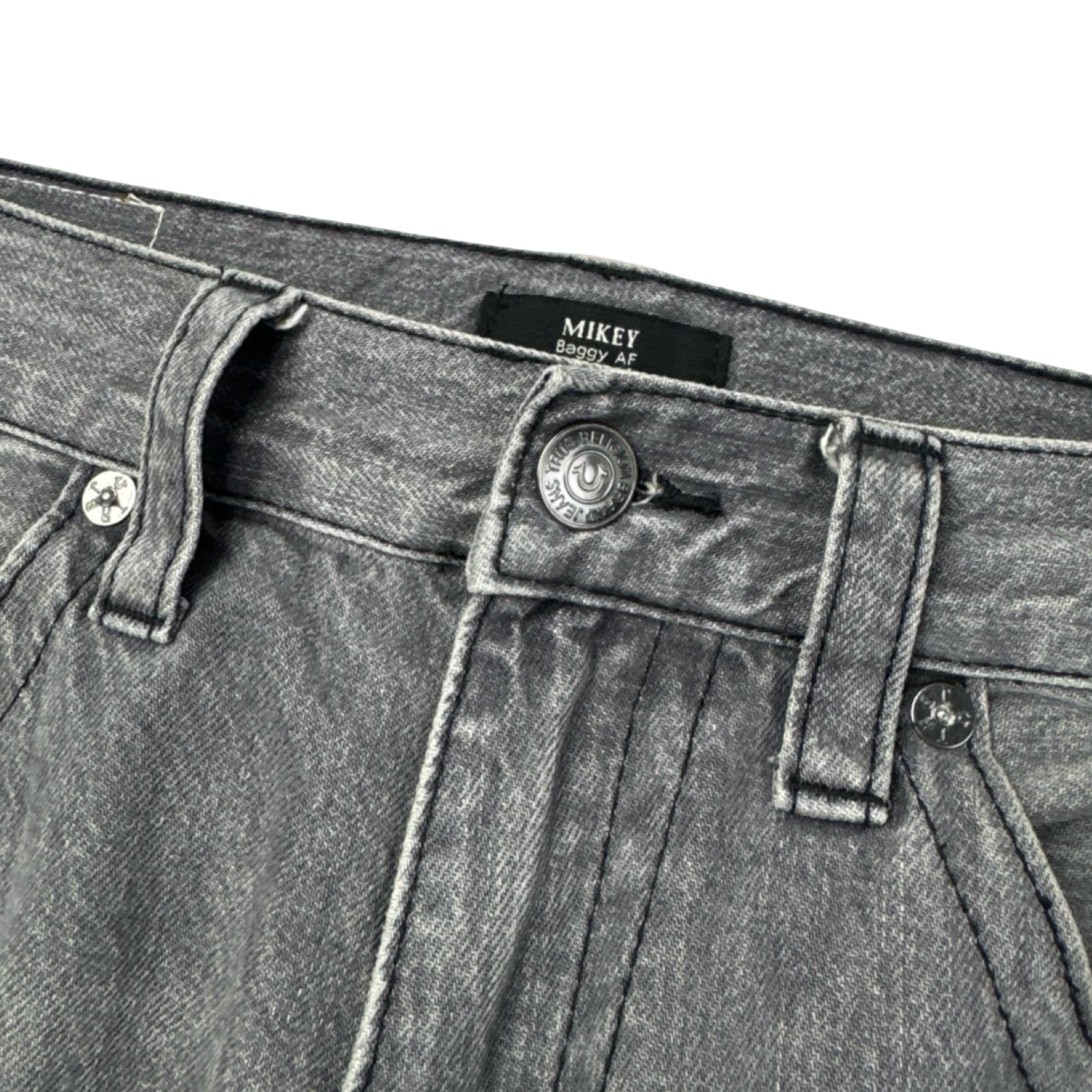 True Religion ‘Mickey’ Baggy AF Denim Bottoms Grey