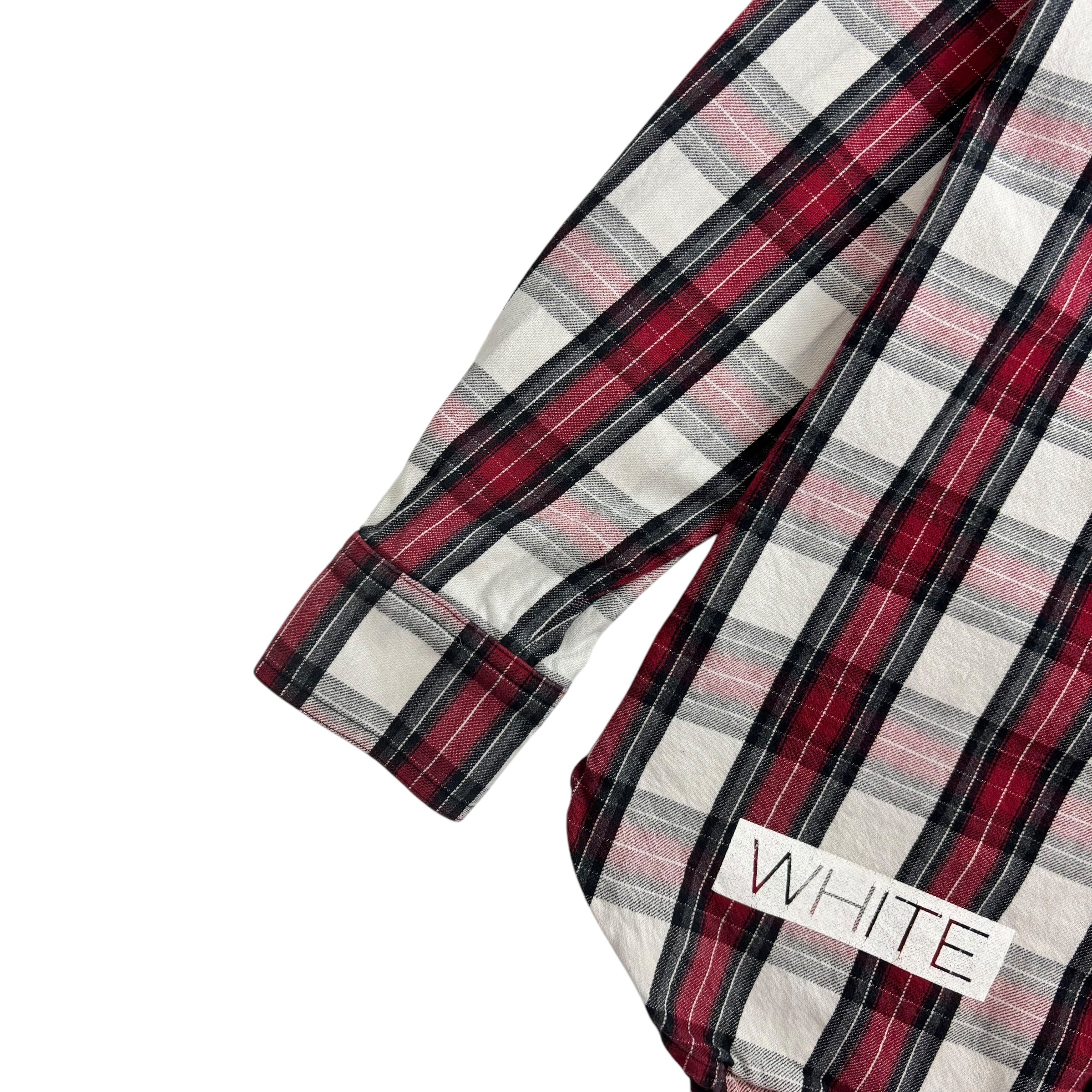 Off-White Checkered Plaid Flannel Red