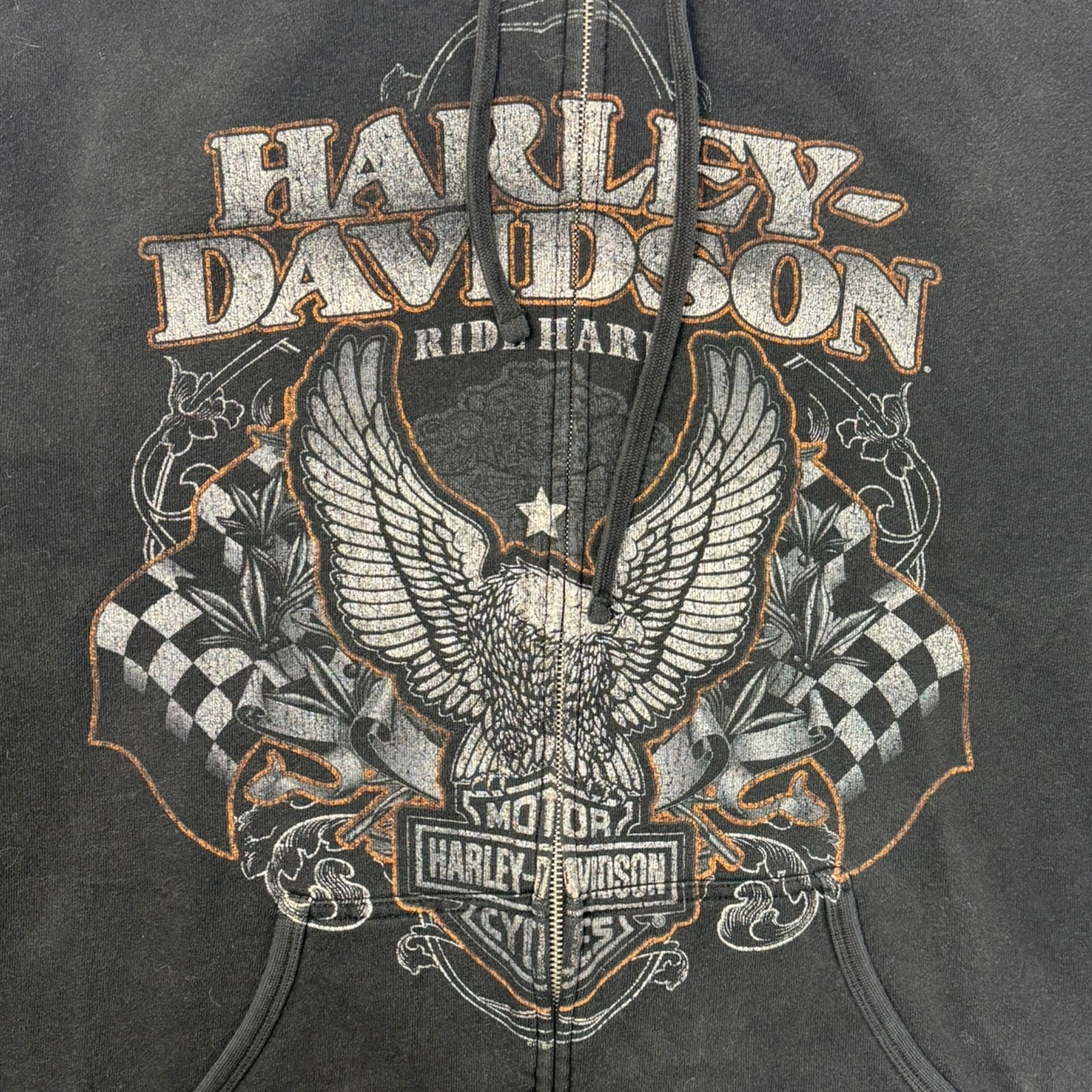 Vintage Harley Davidson Zip Up Hoodie Black