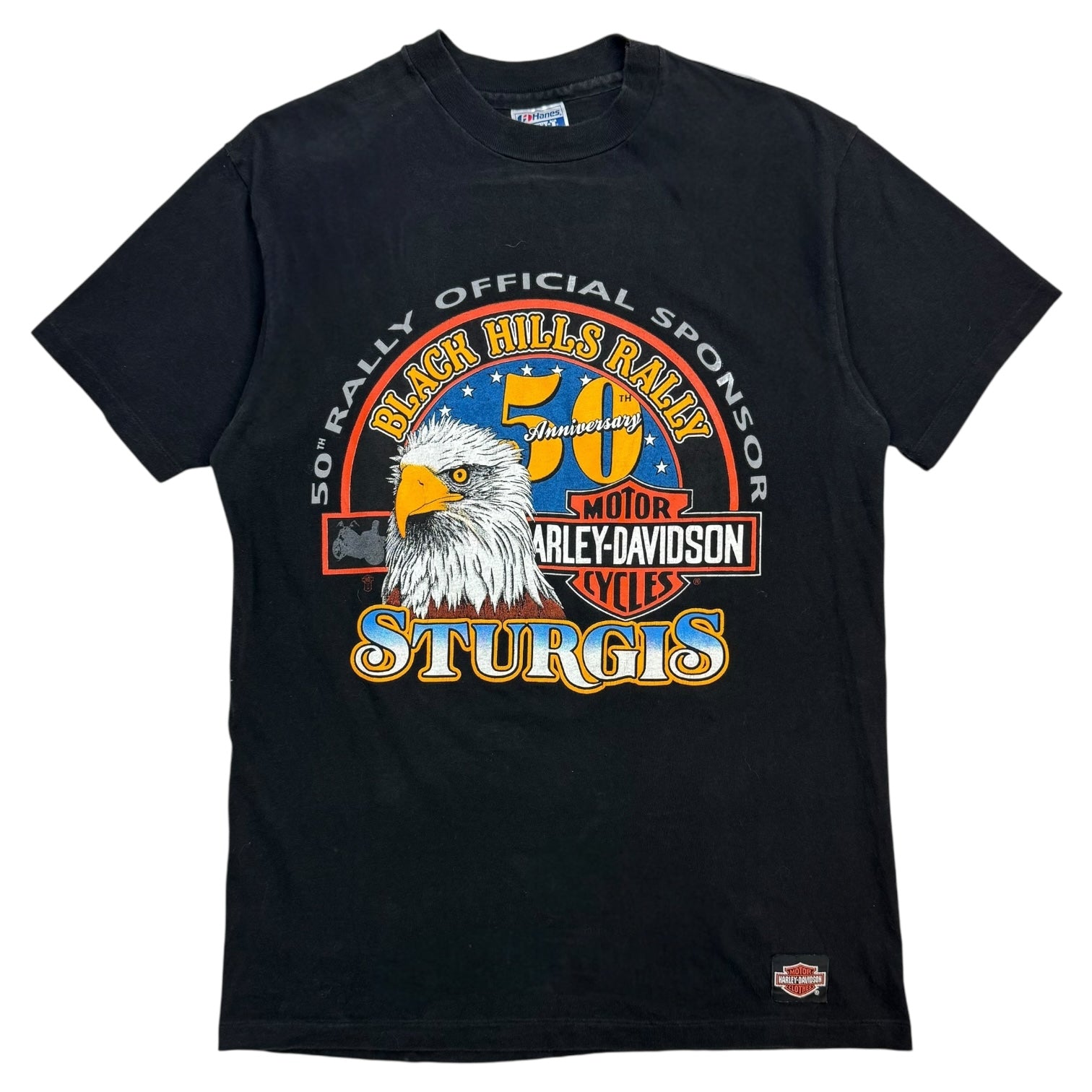 1990 Harley Davidson 50th Anniversary Sturgis Bike Rally Tee Black