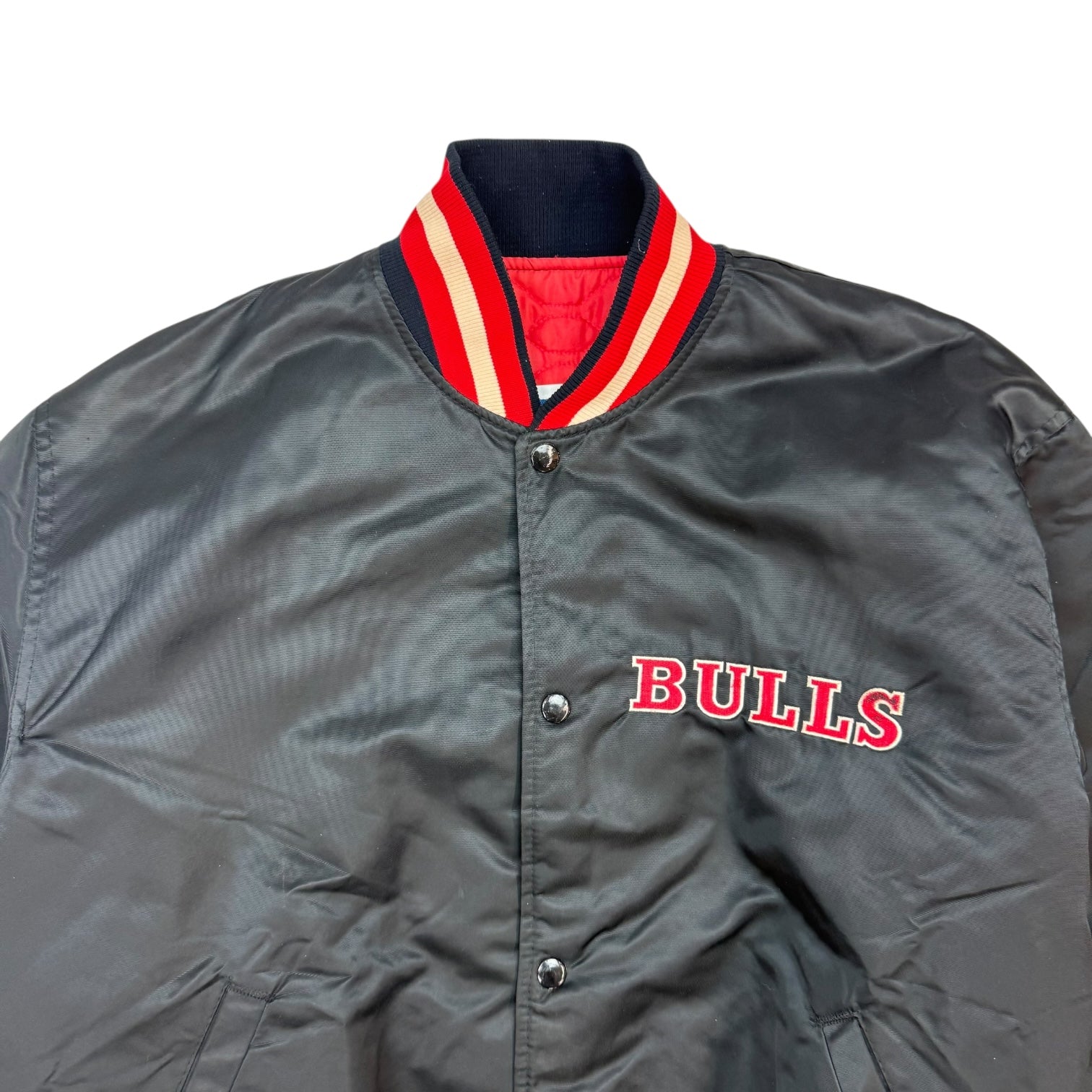 Vintage Starter Chicago Bulls Satin Bomber Jacket Black