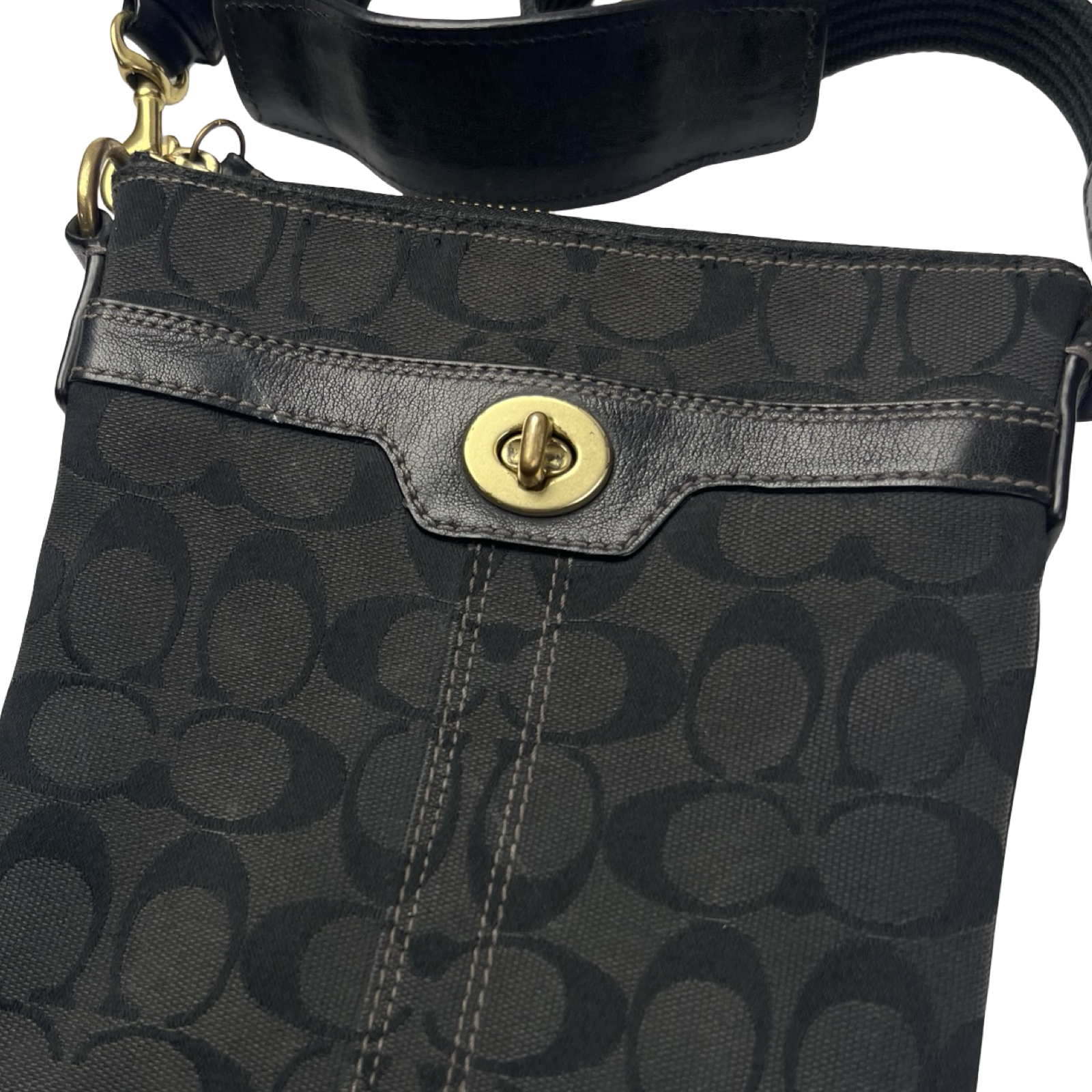 (W) Coach Hampton Signature Swingpack Crossbody Bag Black