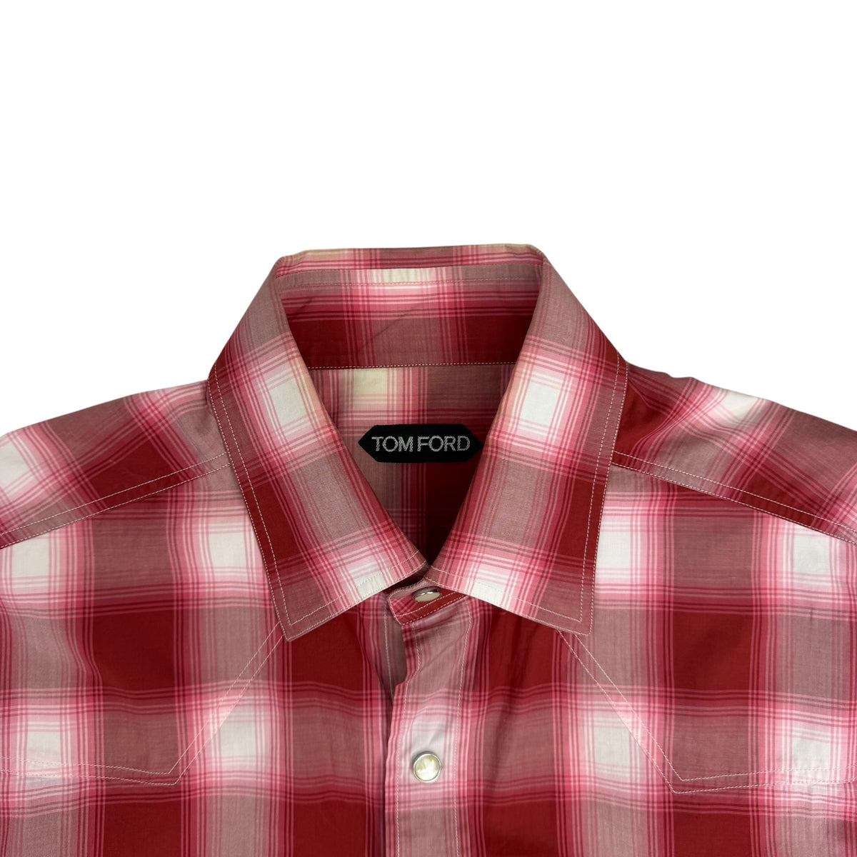 Tom Ford Western Plaid Snap Button Flannel Red