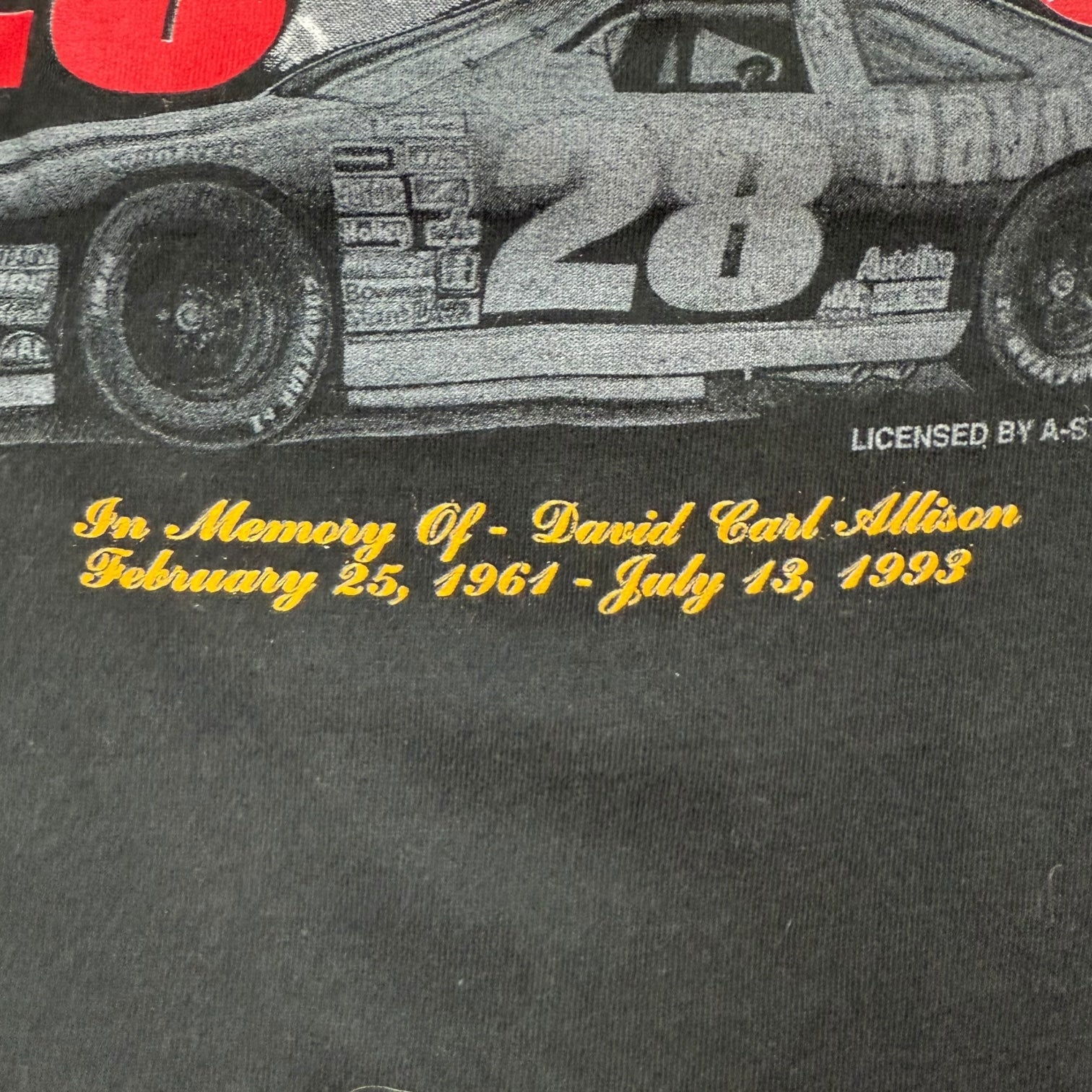 1993 In Memory Of David Allison Racing Tee Black