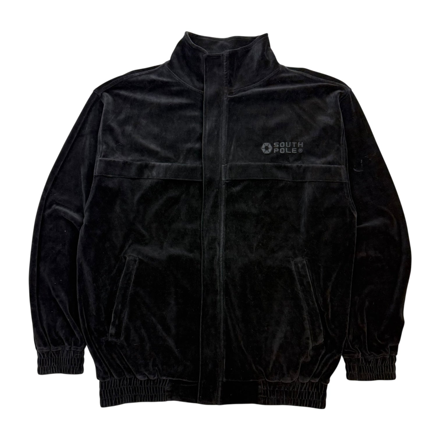 Vintage Y2K SouthPole Velour Track Jacket Black