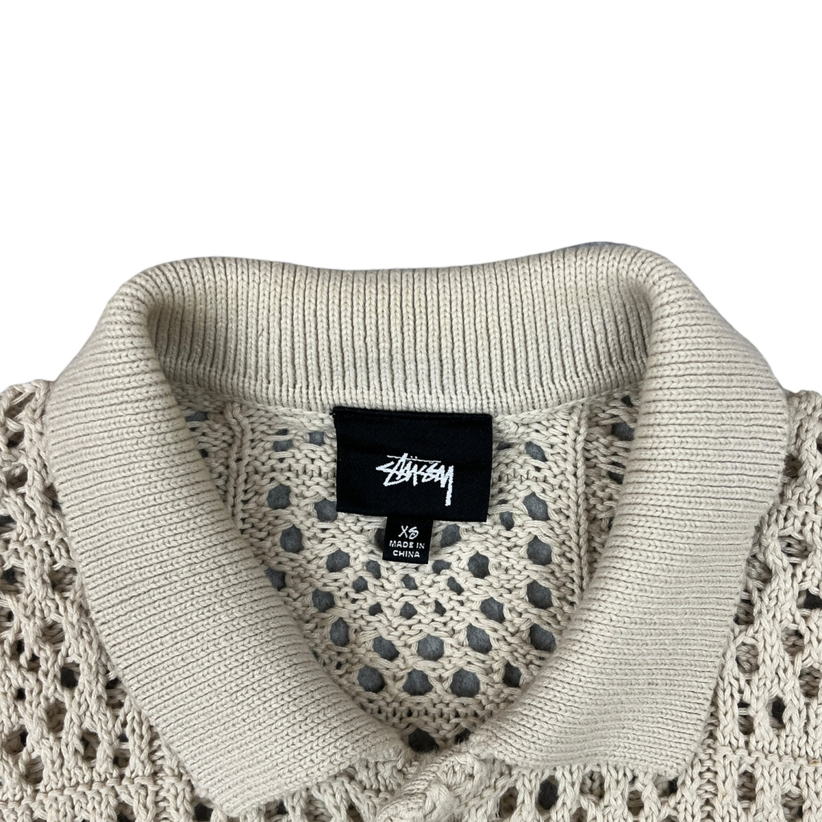 Stussy Crochet Button-Up Shirt Cream