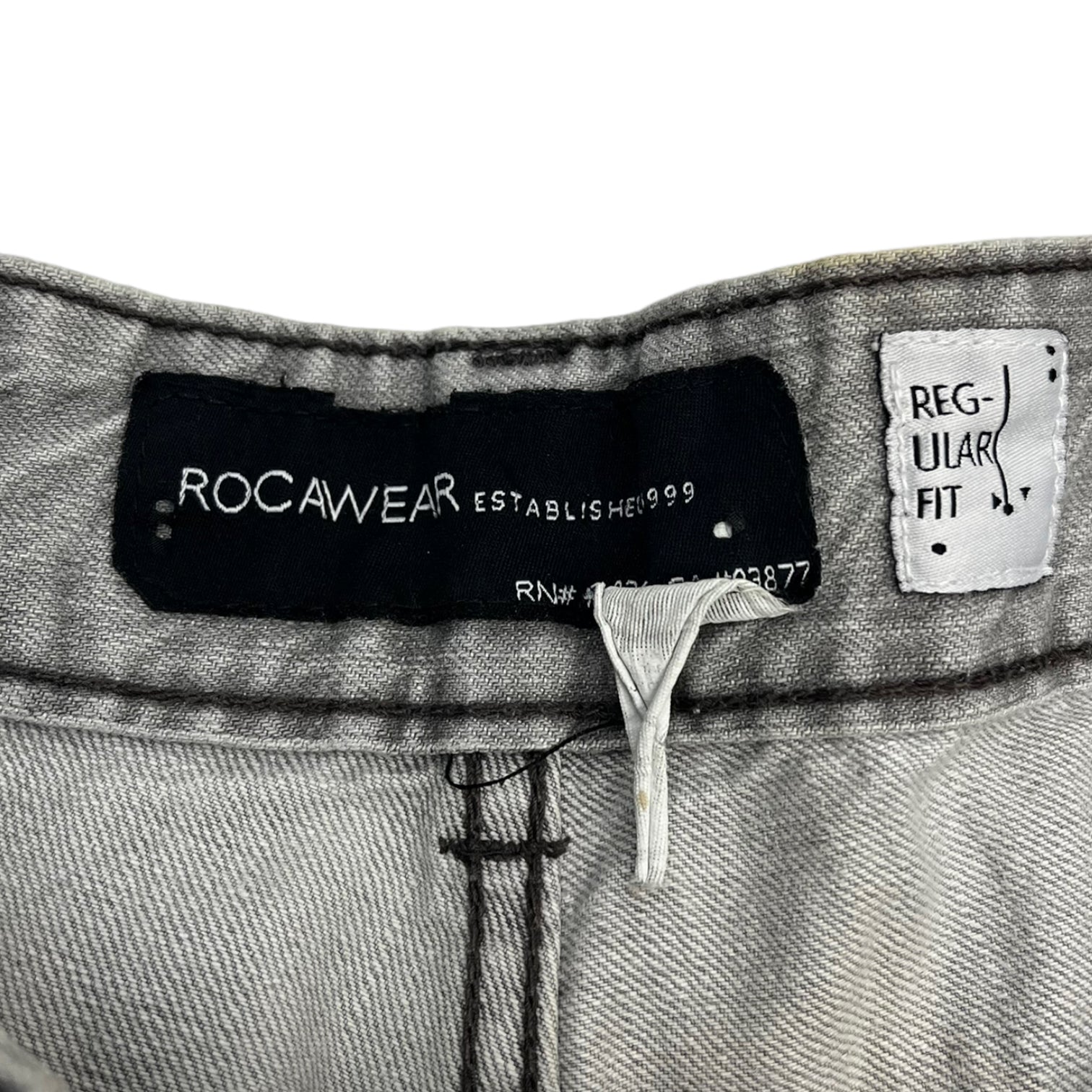 Y2K ROCAWEAR Pocket Embroidery Pants Stone Grey