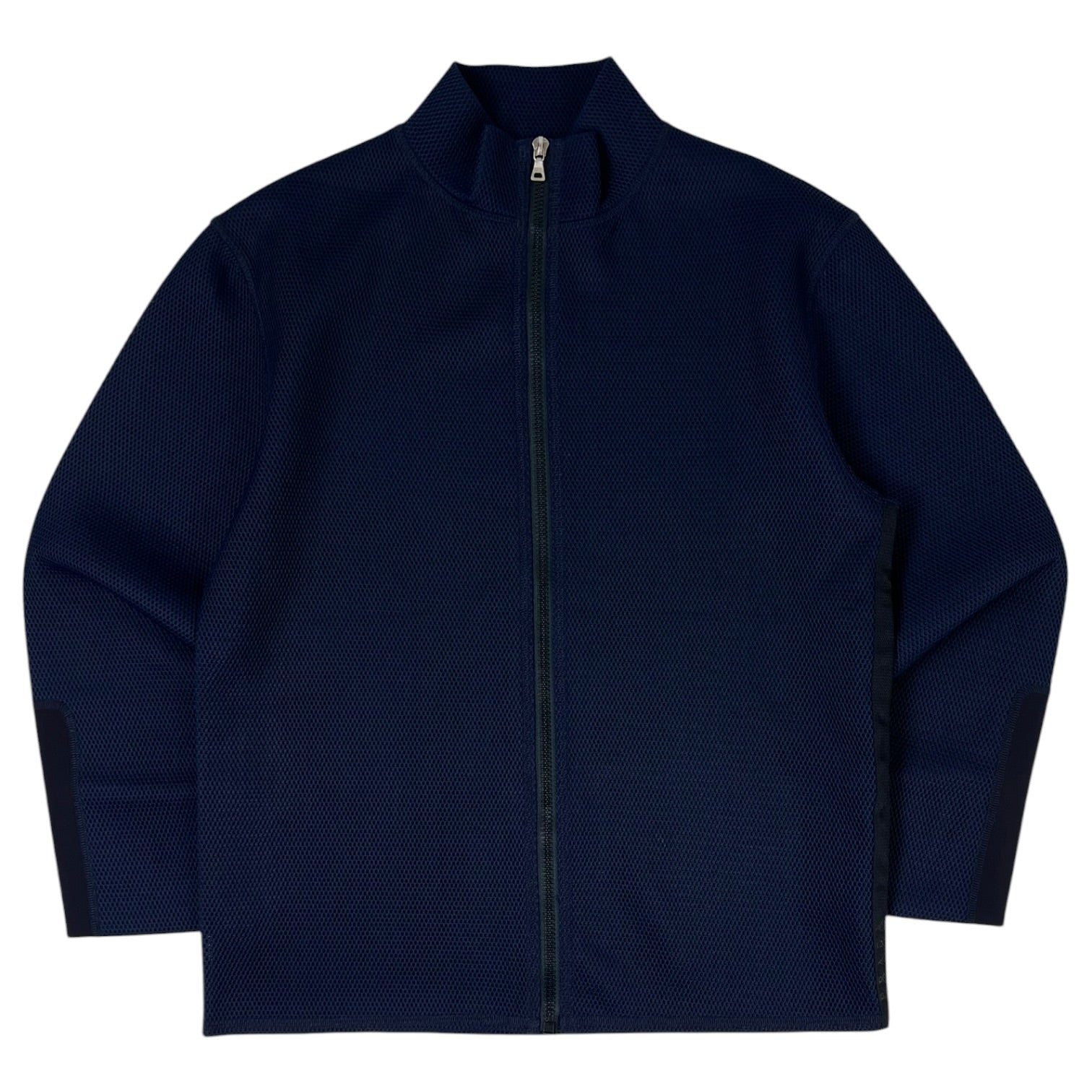 Prada Mock Neck Full-Zip Knit Jacket Navy