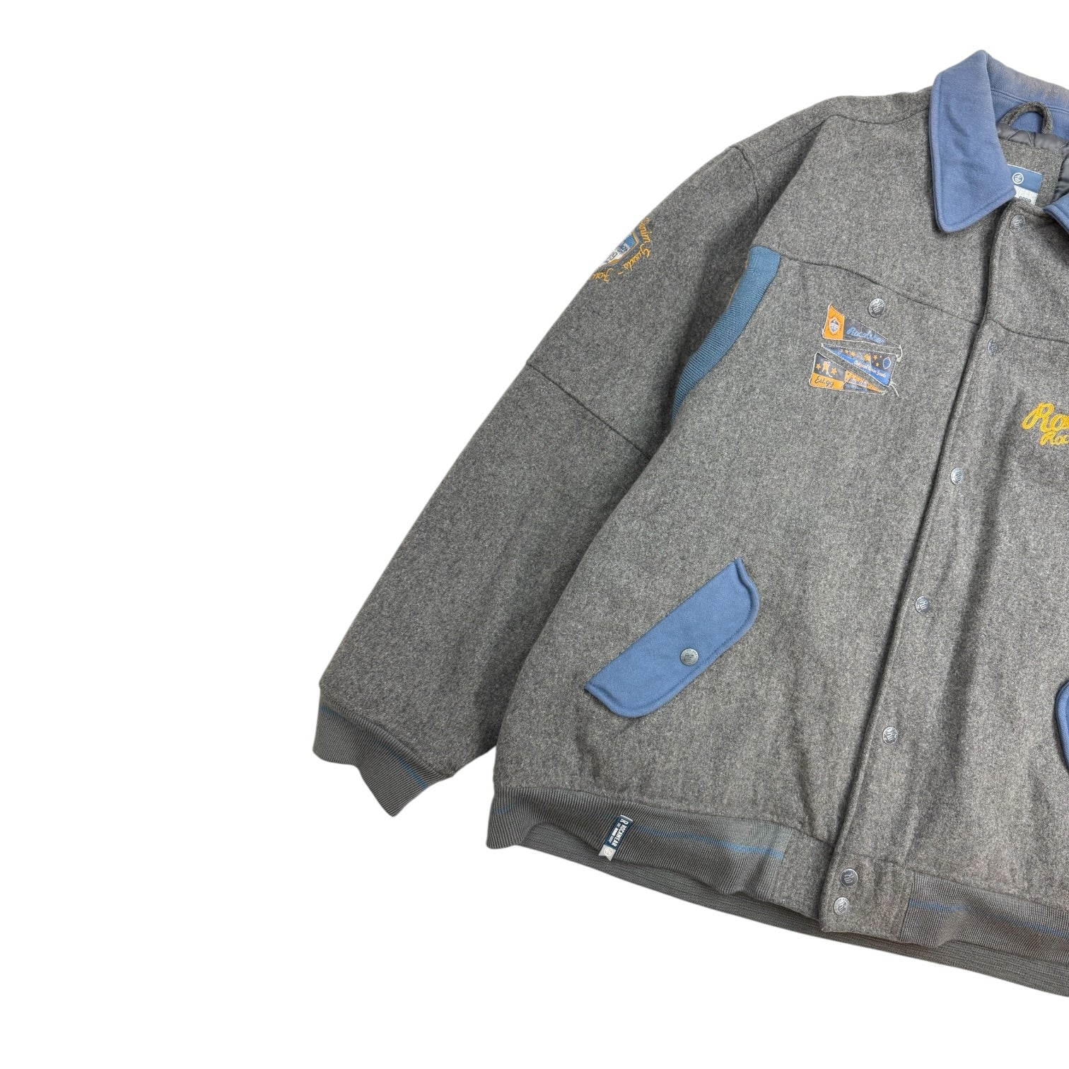 Vintage Y2K Rocawear Wool Varsity Jacket Grey/Blue