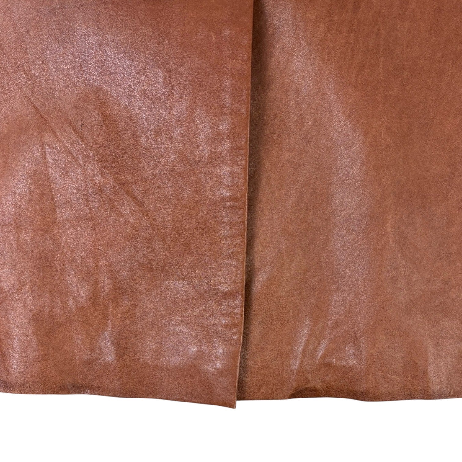 (W) Button-Up Leather Trench Coat Brown