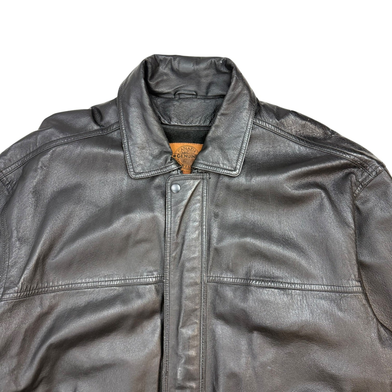 Vintage Leather Bomber Jacket Black