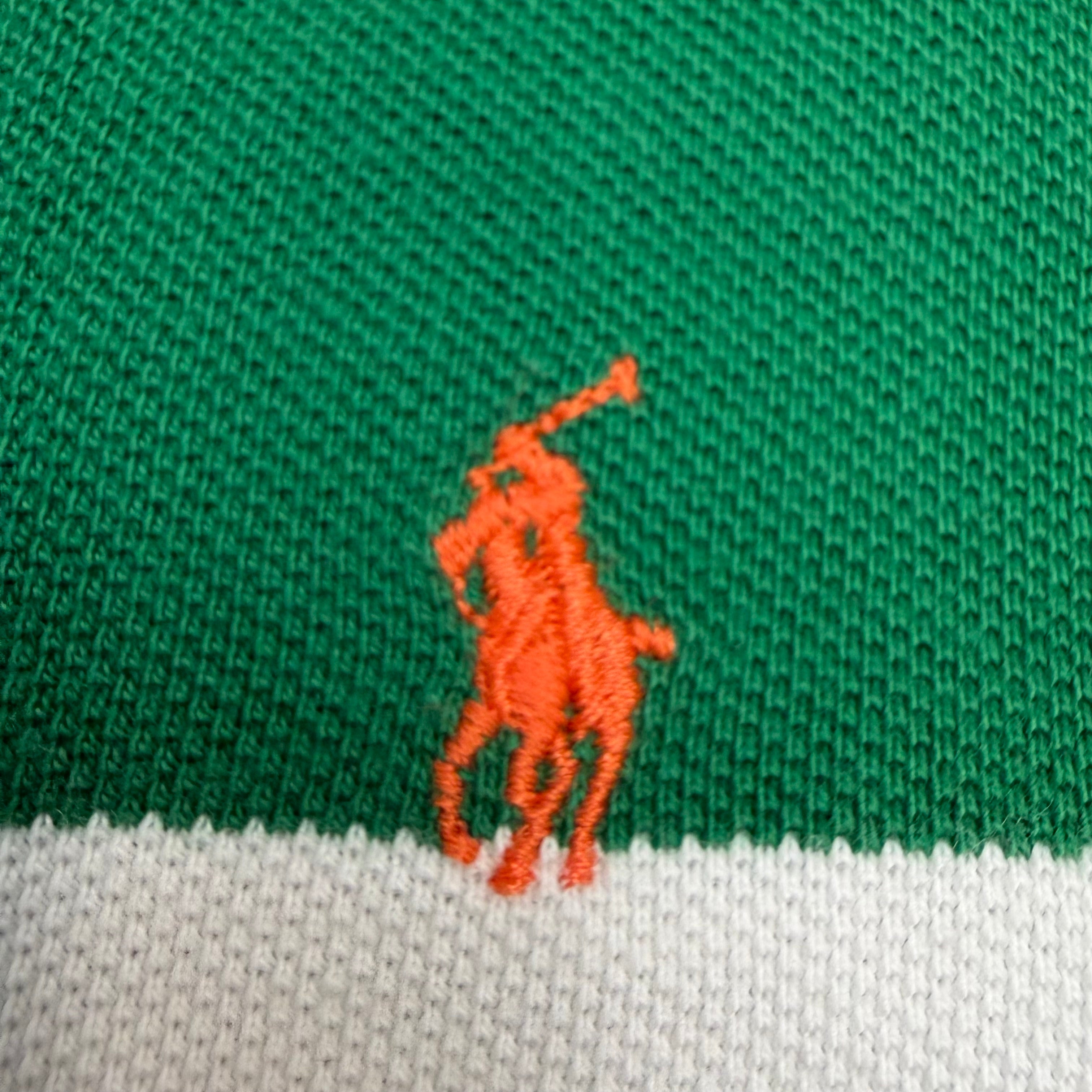 (W) Vintage Polo Ralph Lauren Striped Polo Green/White