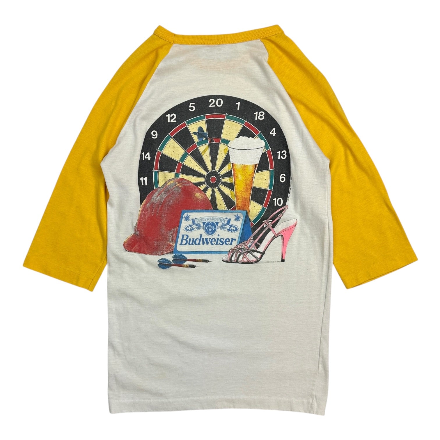 1984 Budweiser Darts Raglan Tee White/Yellow