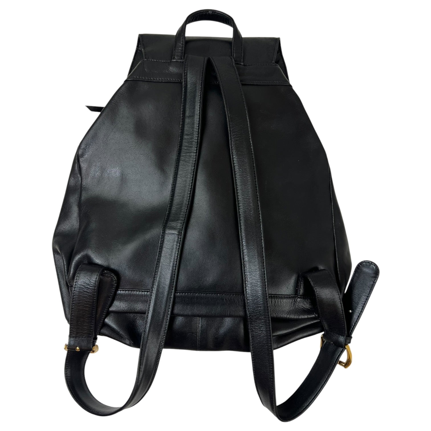 Vintage Gianni Versace Leather Medusa Head Logo Backpack Black
