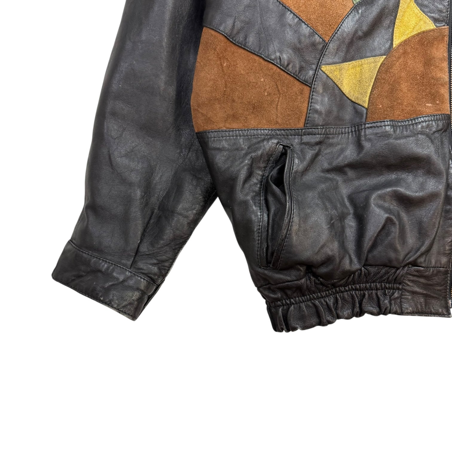 Vintage Fandango Geometric Patter Suede Leather Jacket