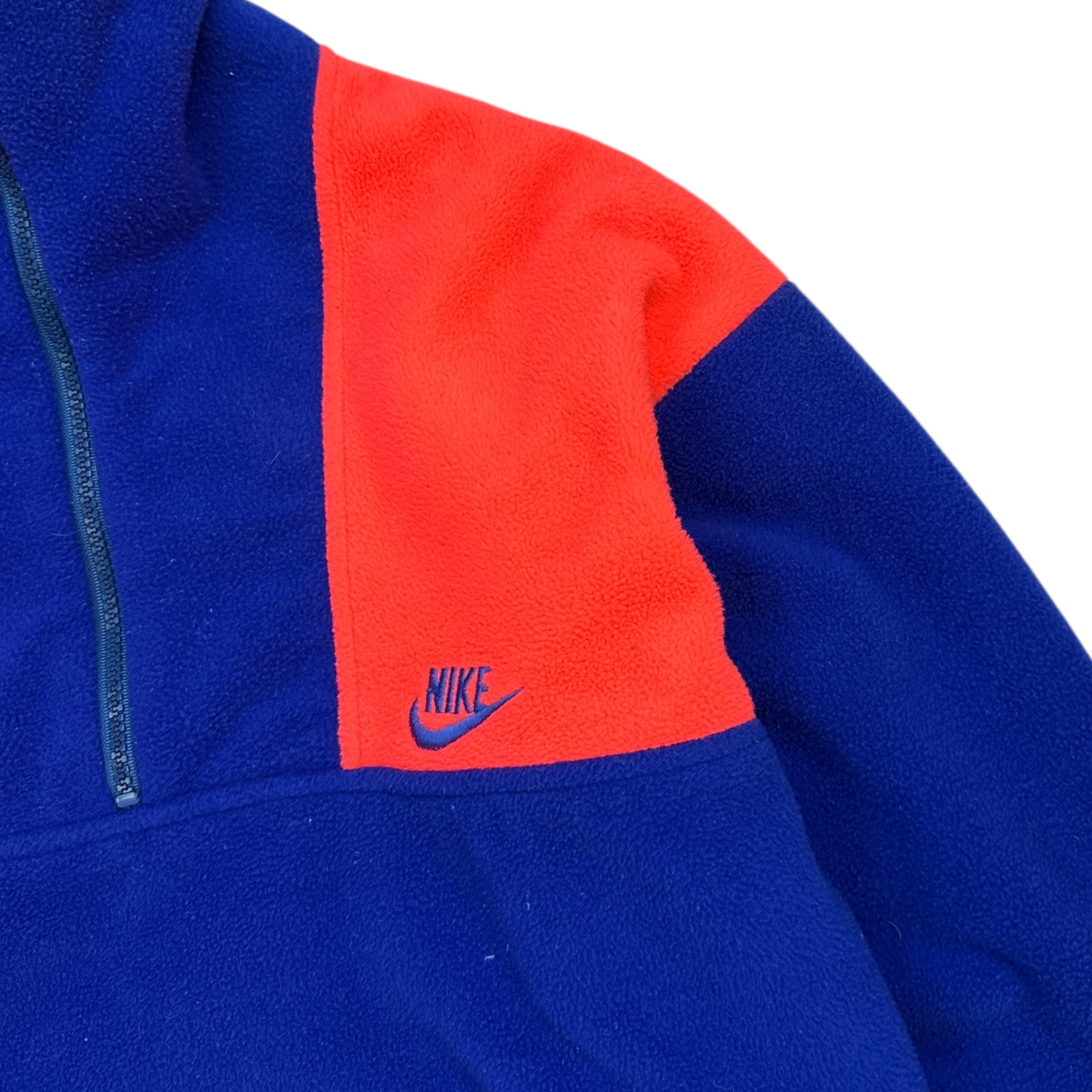 Vintage Nike 1/4 Zip Fleece Sweater Orange/Blue